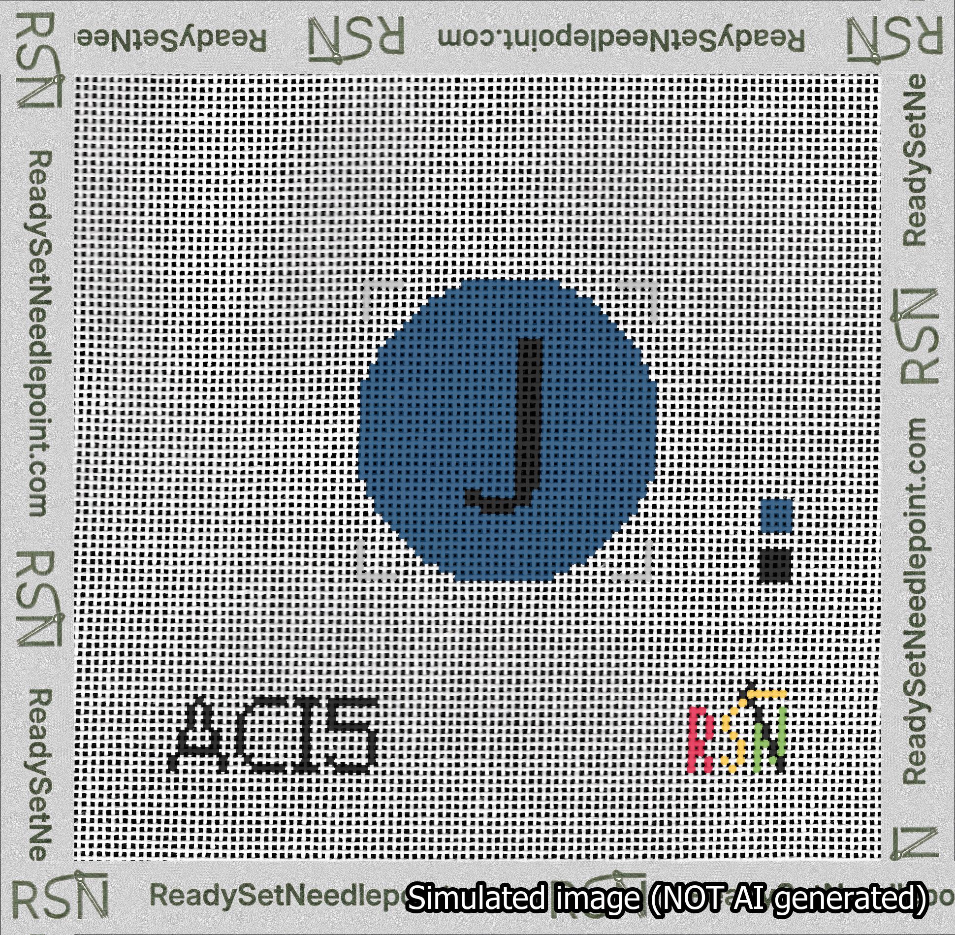 Circle Initial J Needlepoint Canvas Design