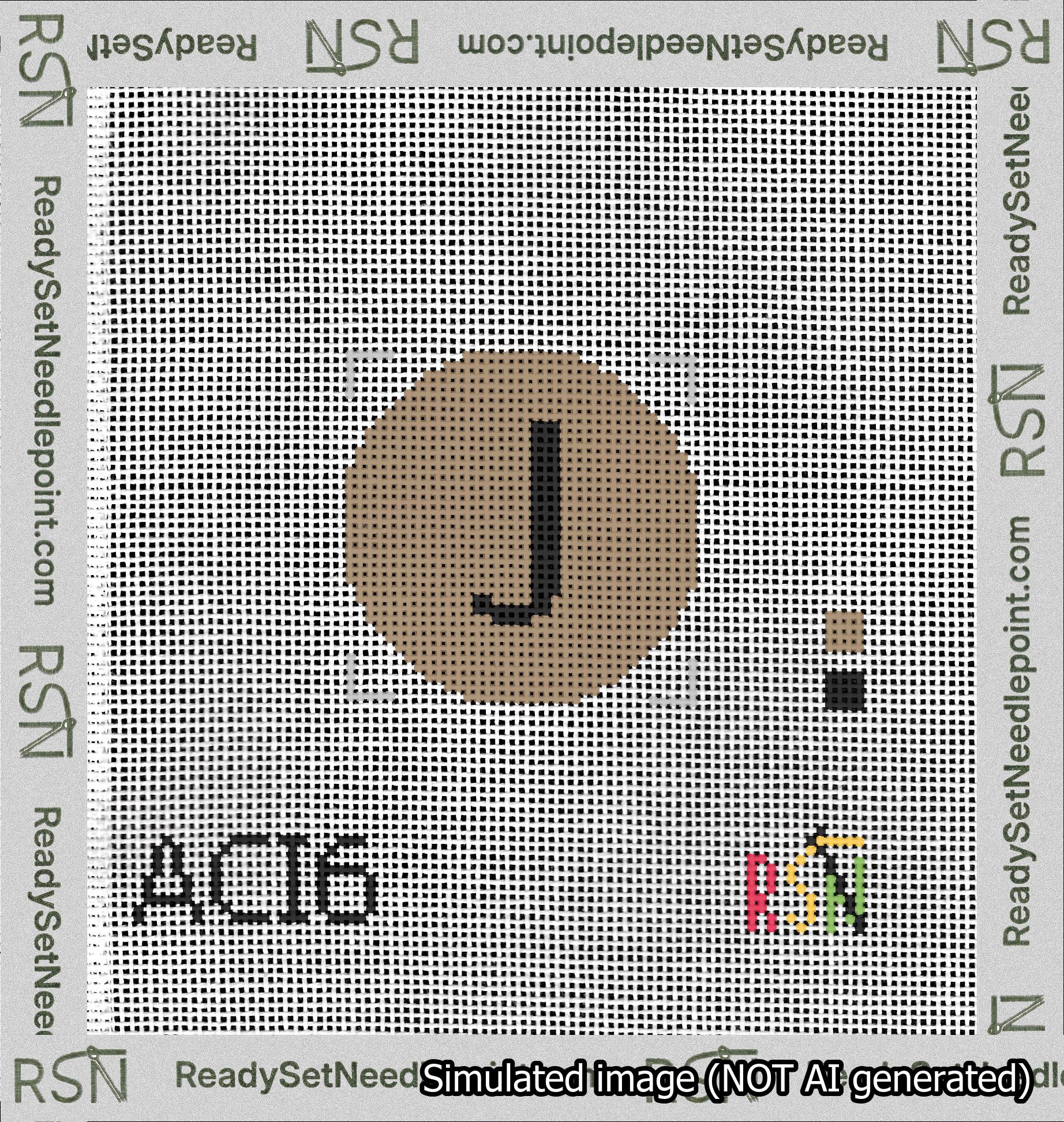 Circle Initial J Needlepoint Canvas Design