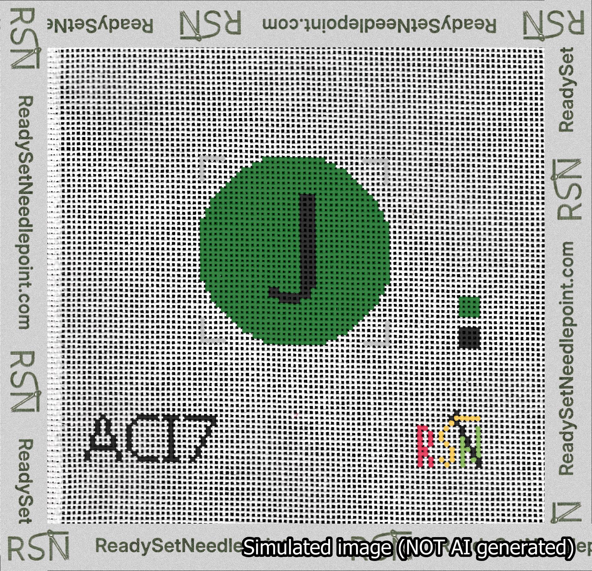 Circle Initial J Needlepoint Canvas Design