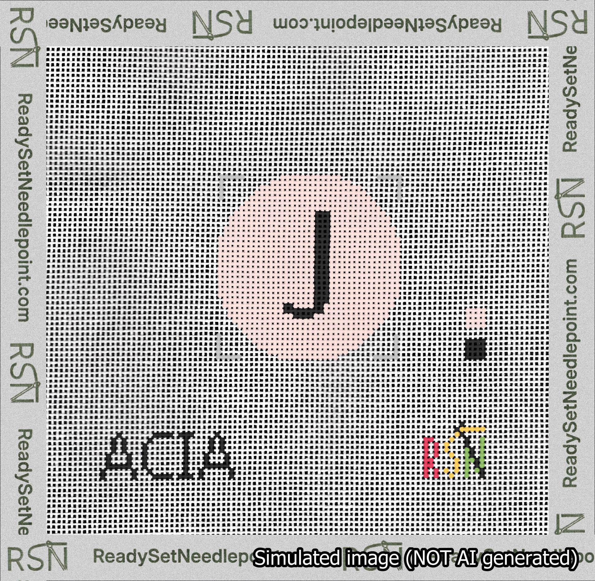 Circle Initial J Needlepoint Canvas Design