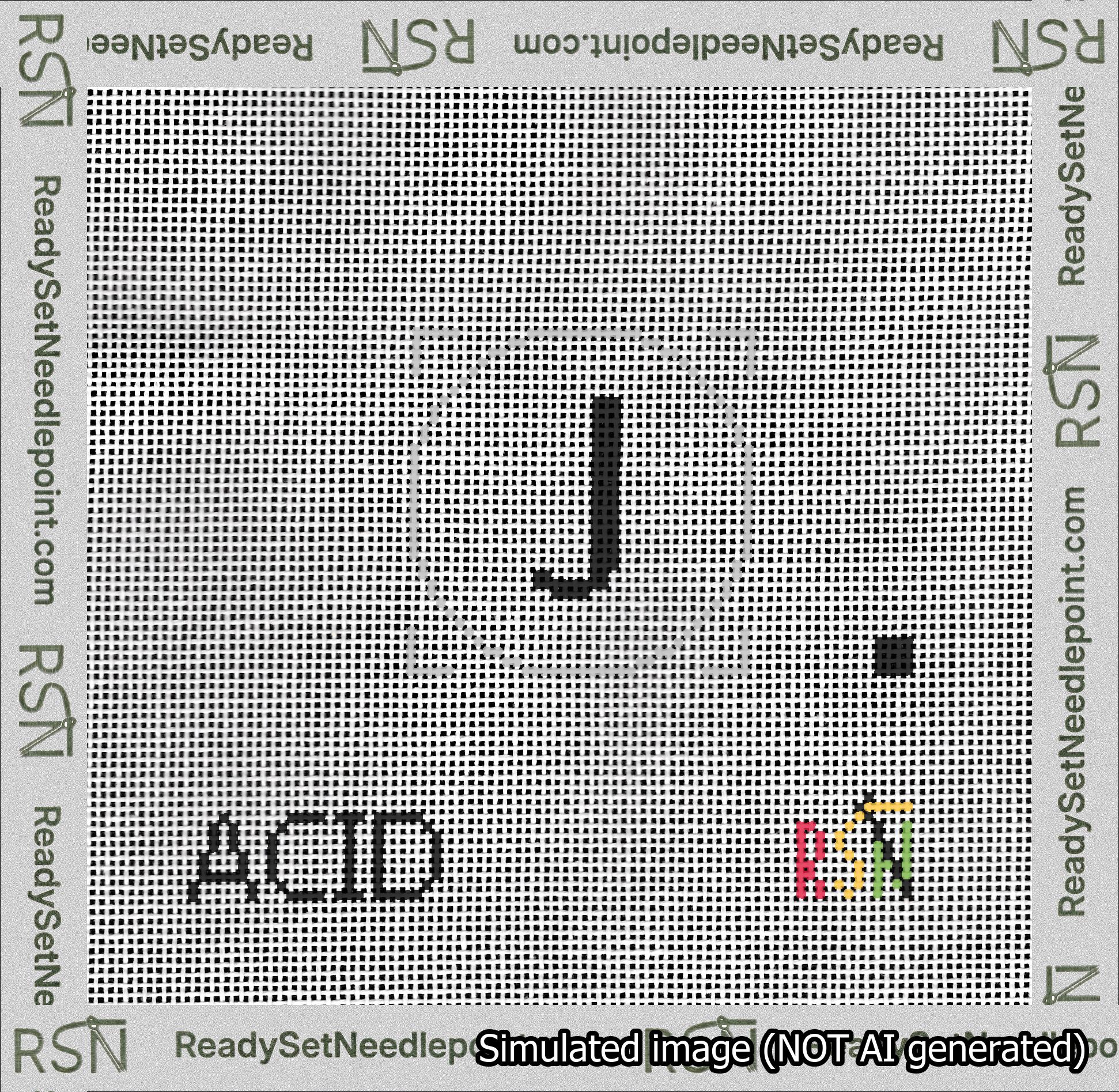 Circle Initial J Needlepoint Canvas Design