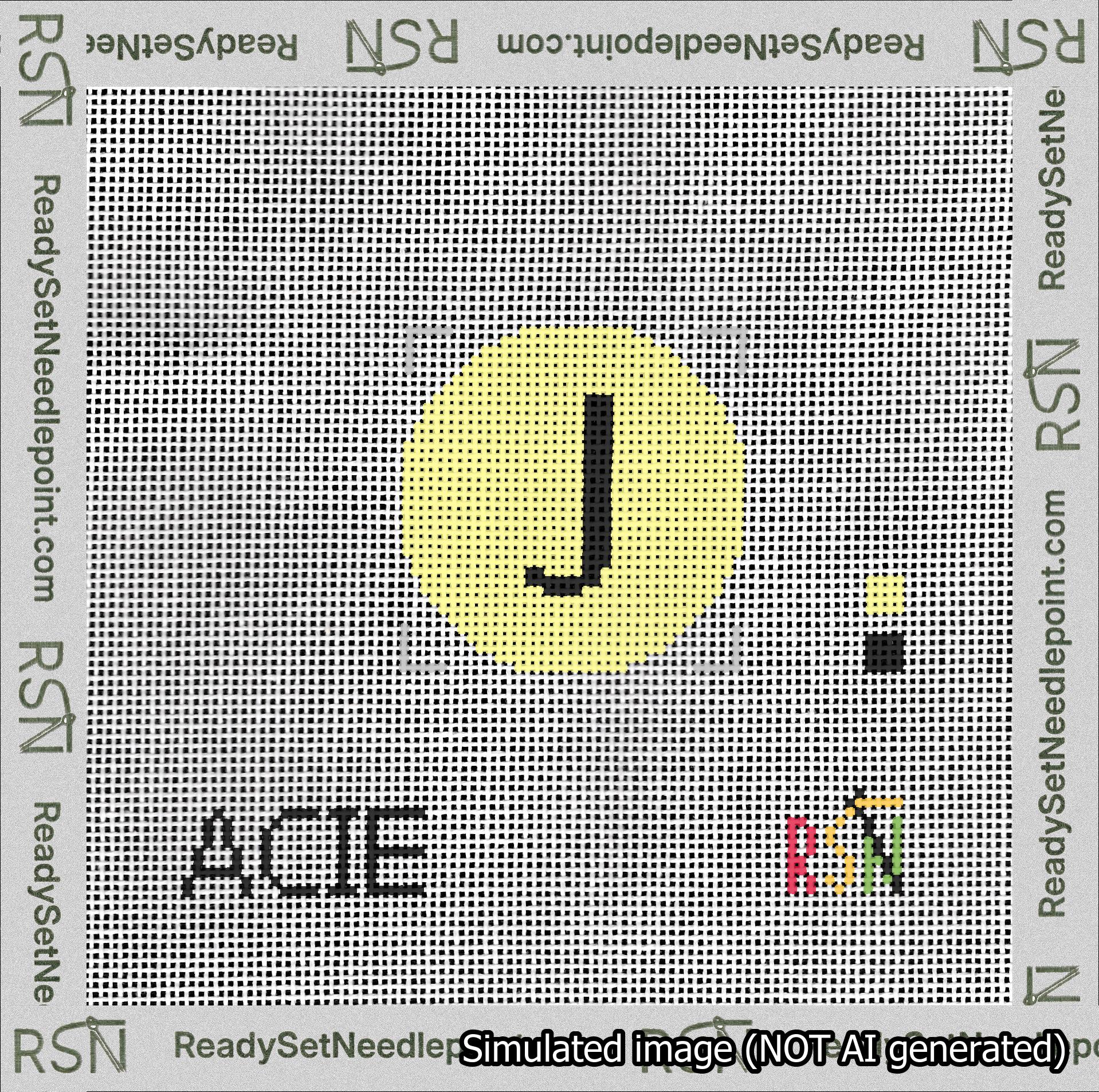 Circle Initial J Needlepoint Canvas Design
