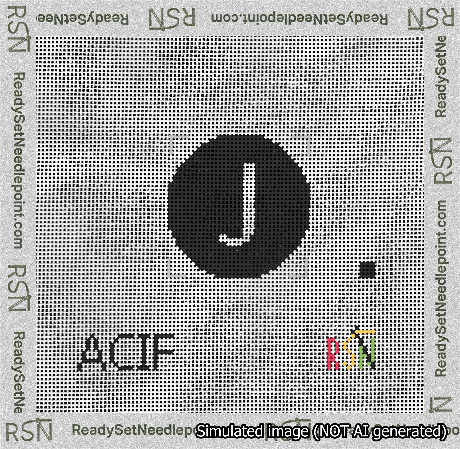 Circle Initial J Needlepoint Canvas Design