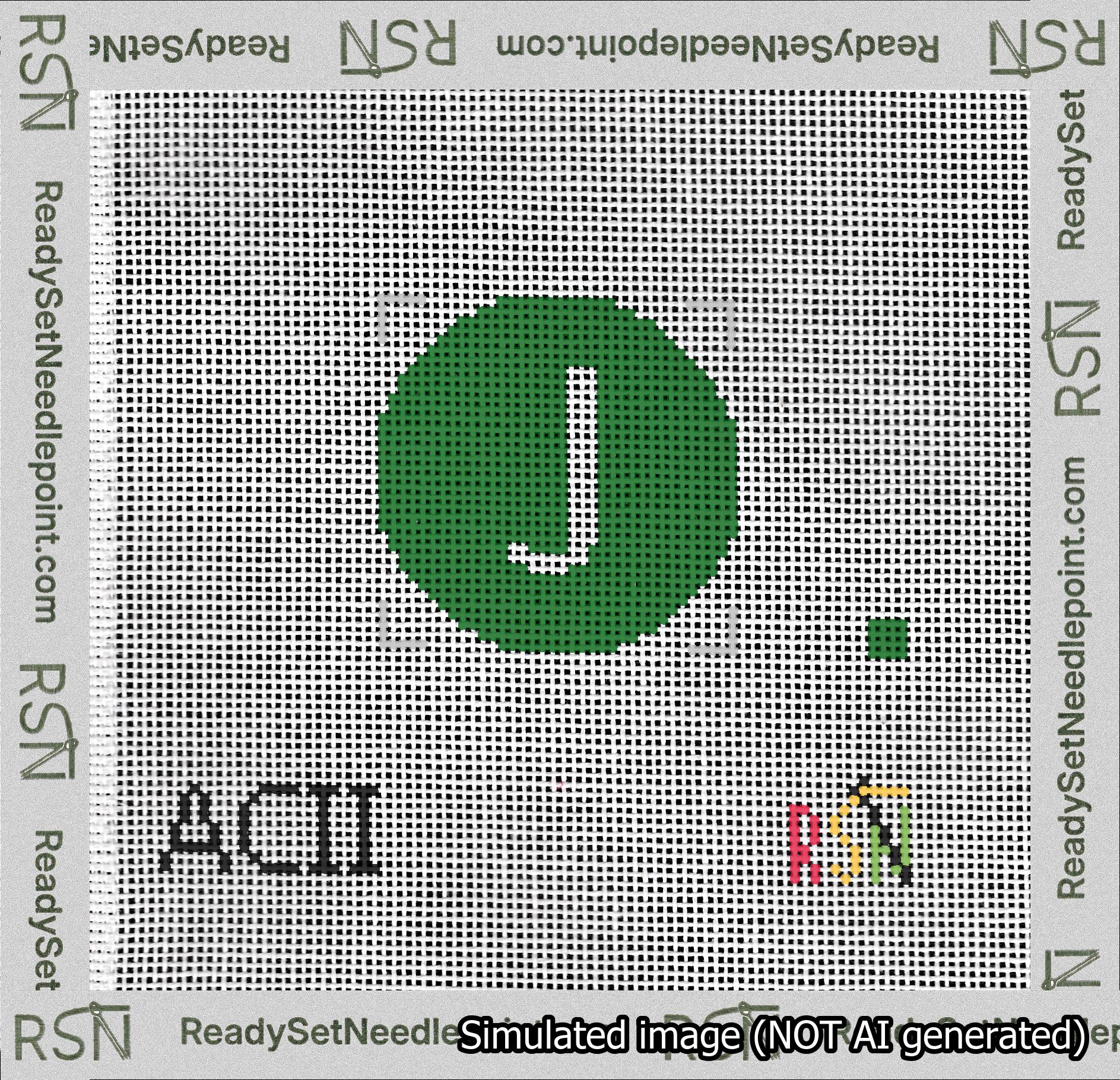 Circle Initial J Needlepoint Canvas Design