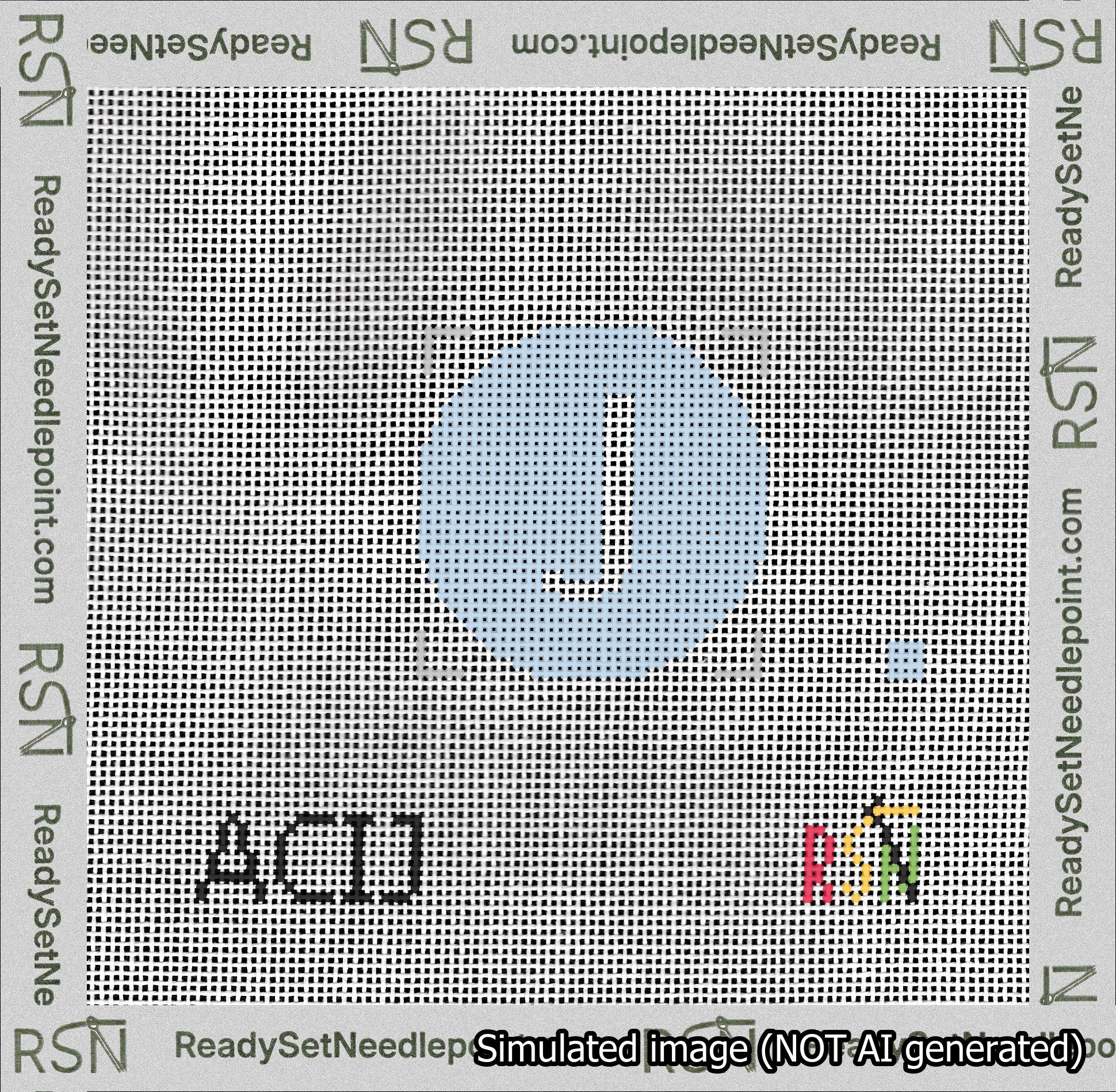 Circle Initial J Needlepoint Canvas Design