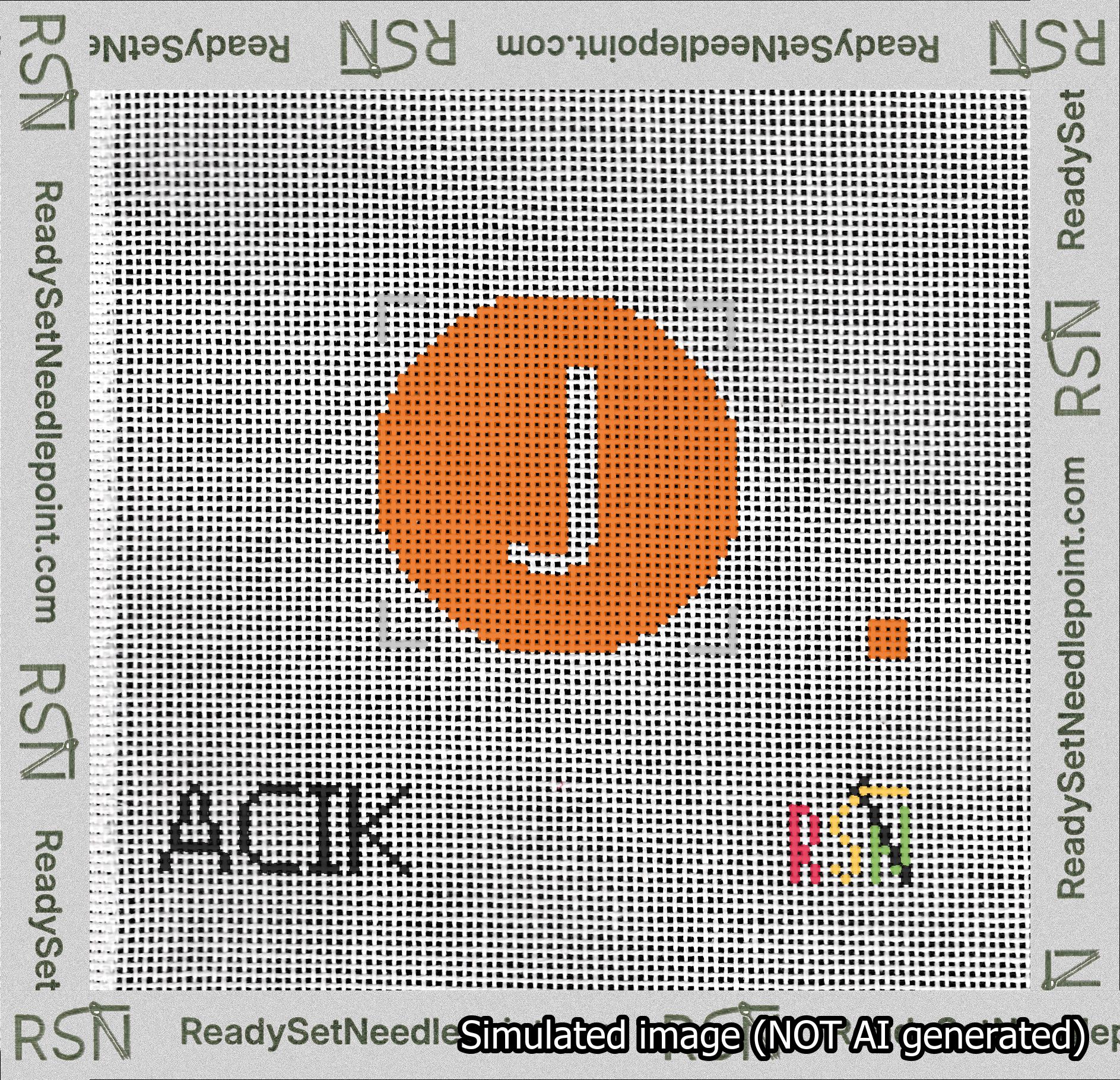 Circle Initial J Needlepoint Canvas Design