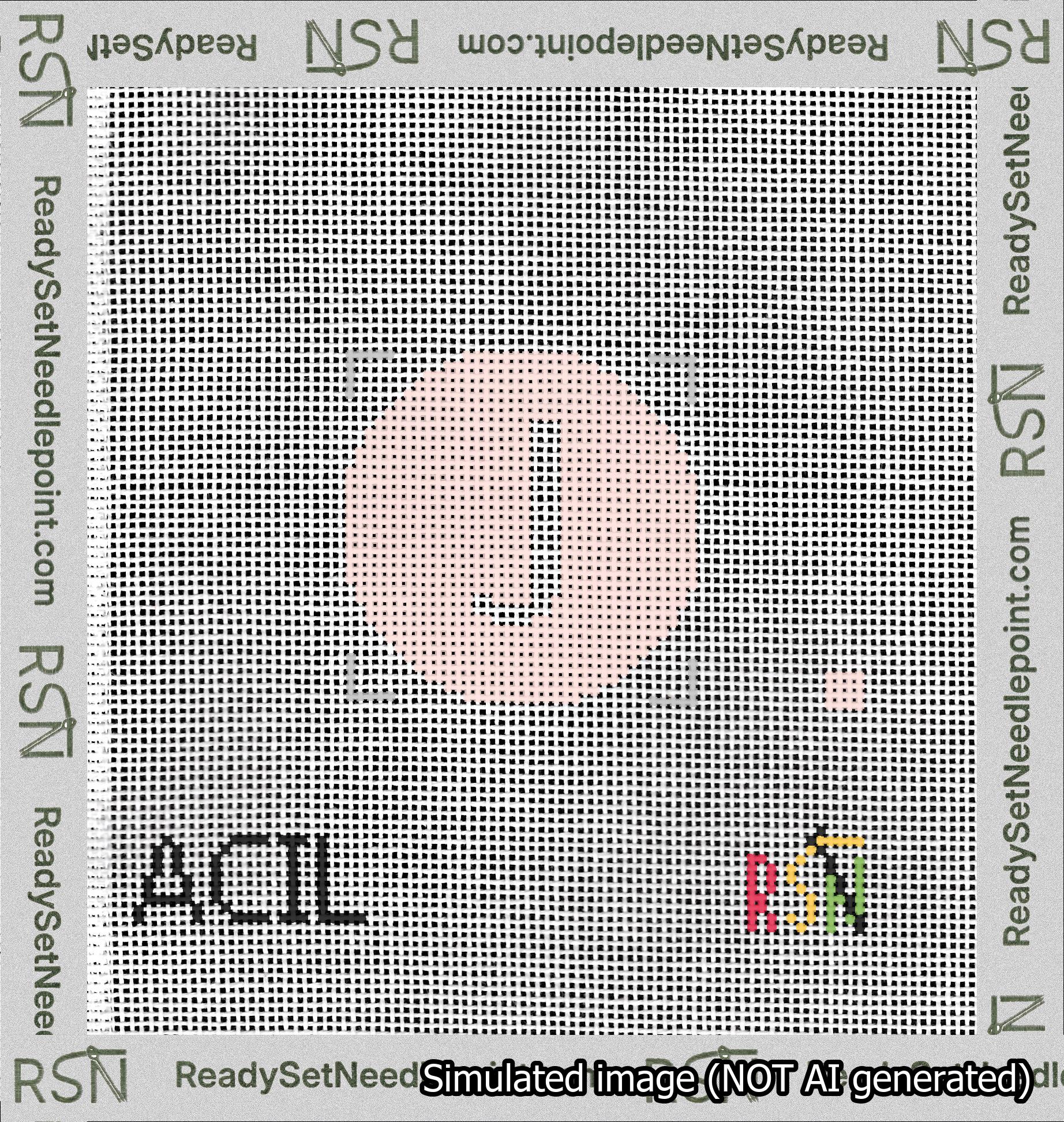 Circle Initial J Needlepoint Canvas Design