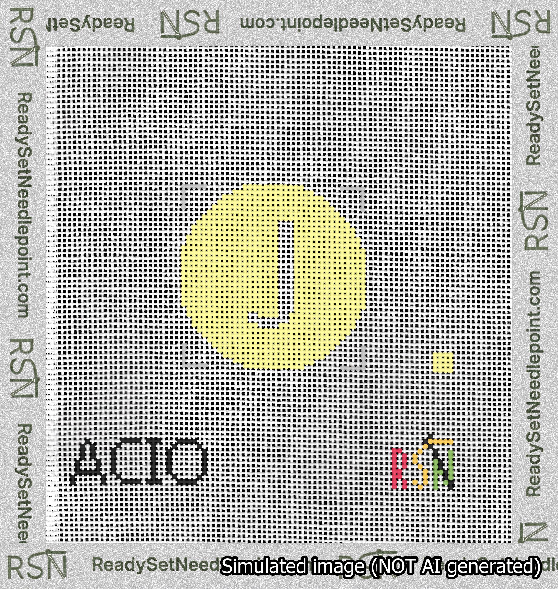 Circle Initial J Needlepoint Canvas Design