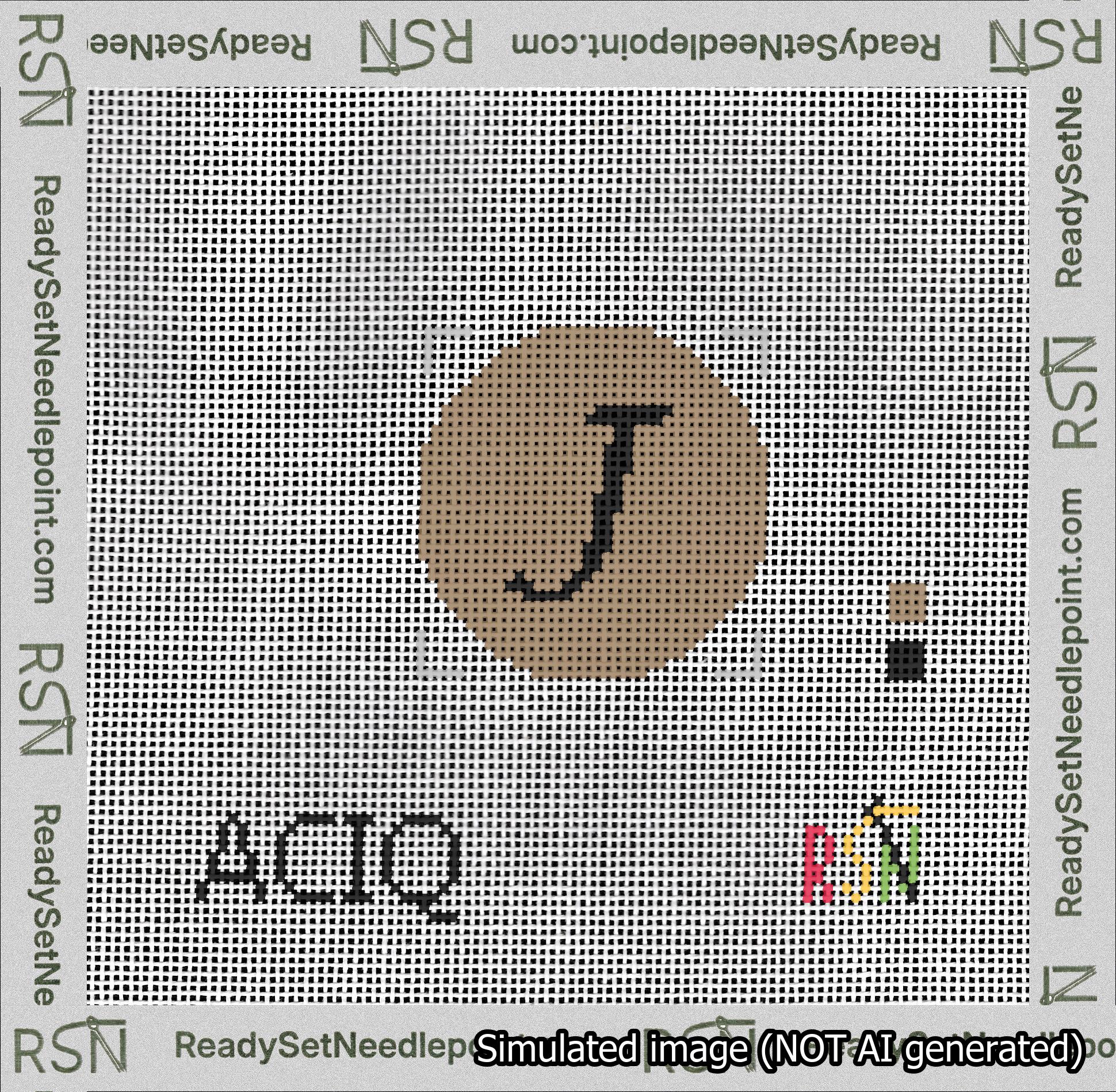 Circle Initial J Needlepoint Canvas Design