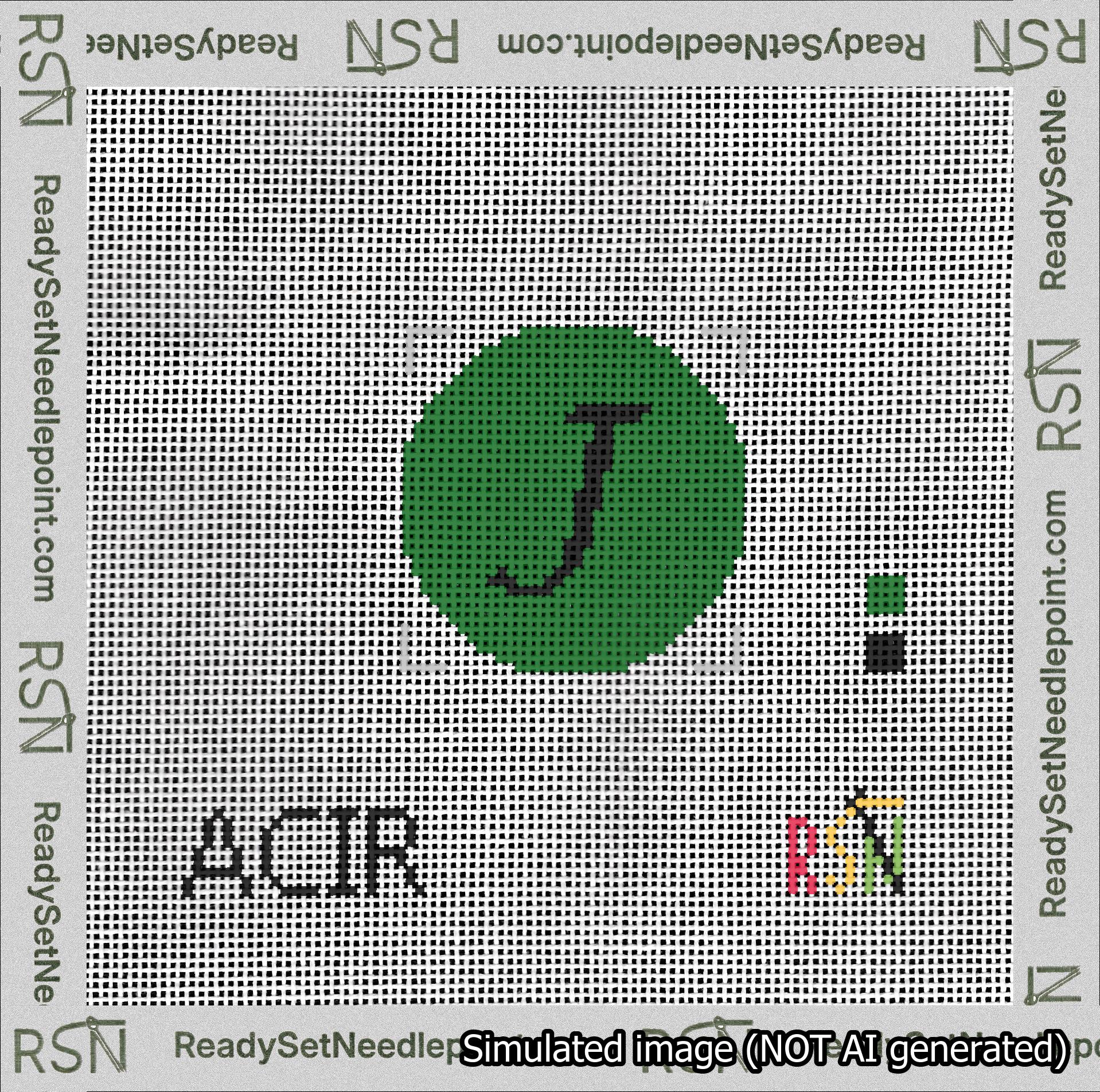 Circle Initial J Needlepoint Canvas Design