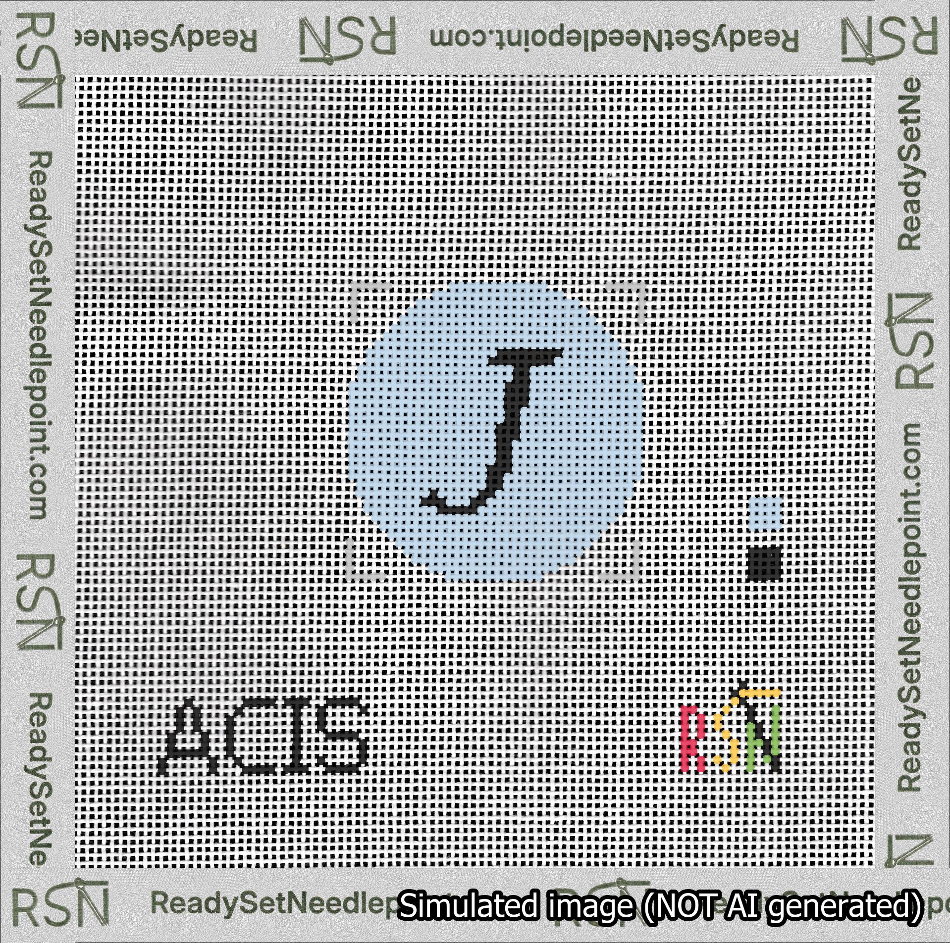 Circle Initial J Needlepoint Canvas Design
