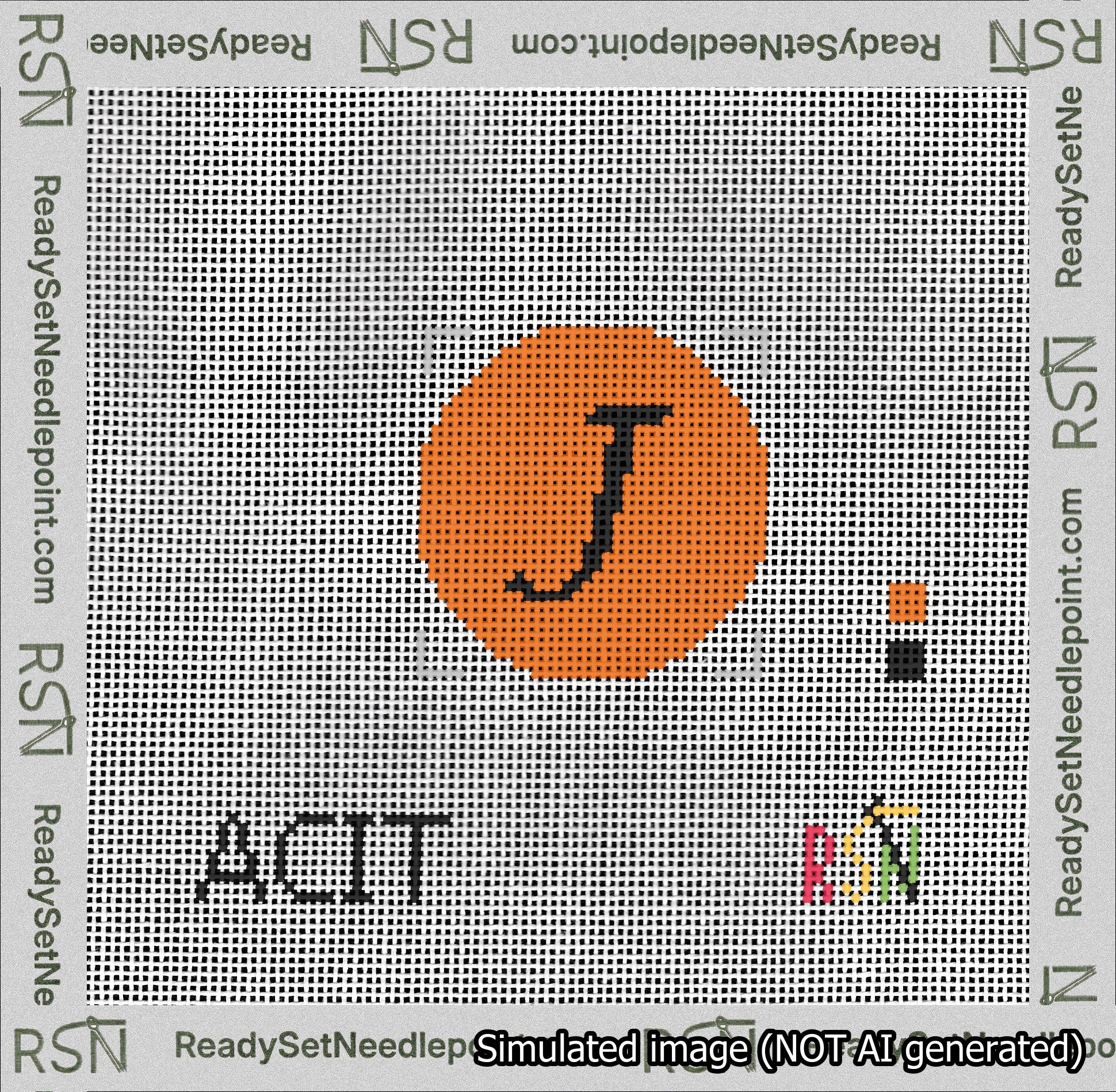 Circle Initial J Needlepoint Canvas Design