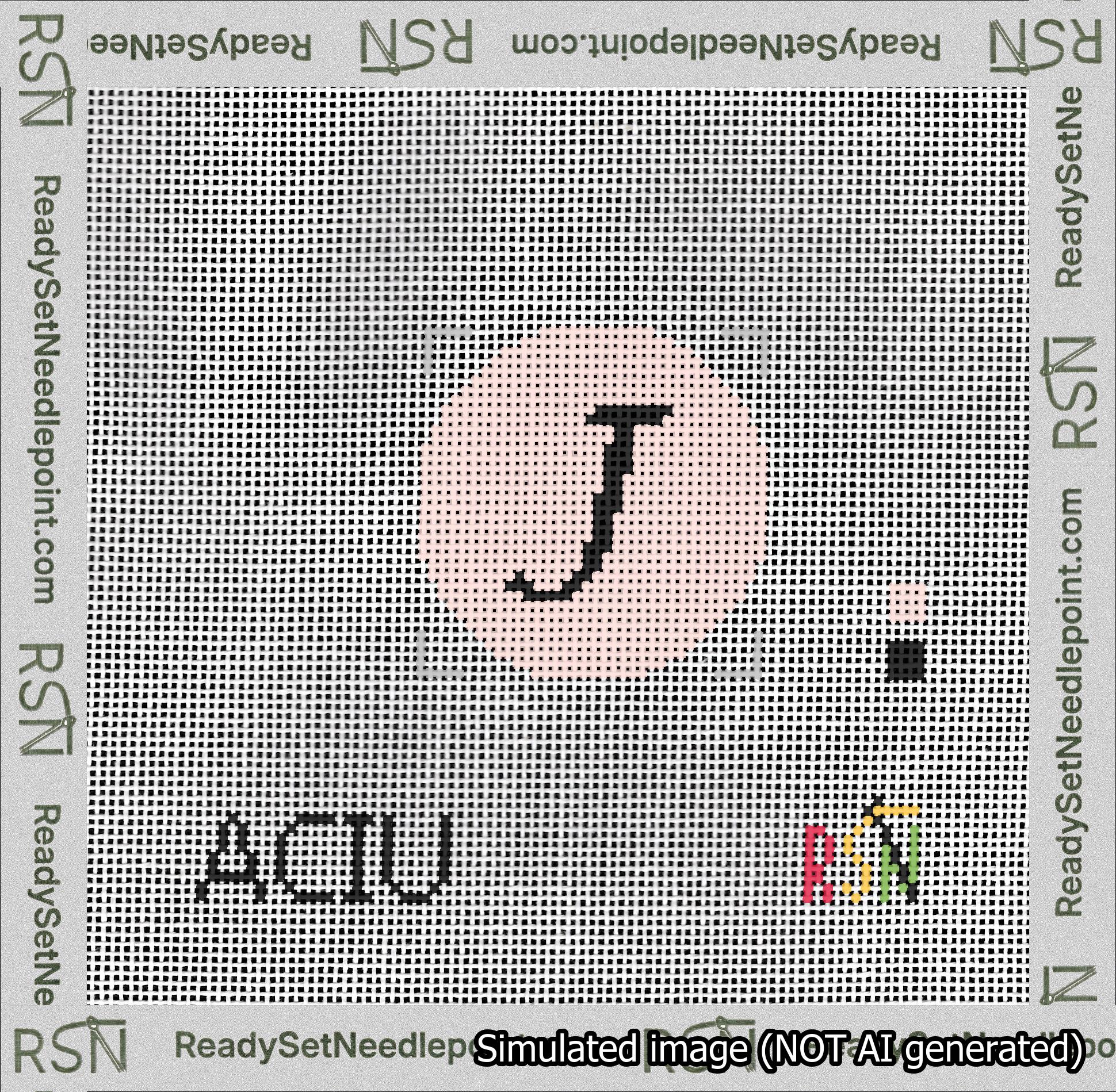 Circle Initial J Needlepoint Canvas Design