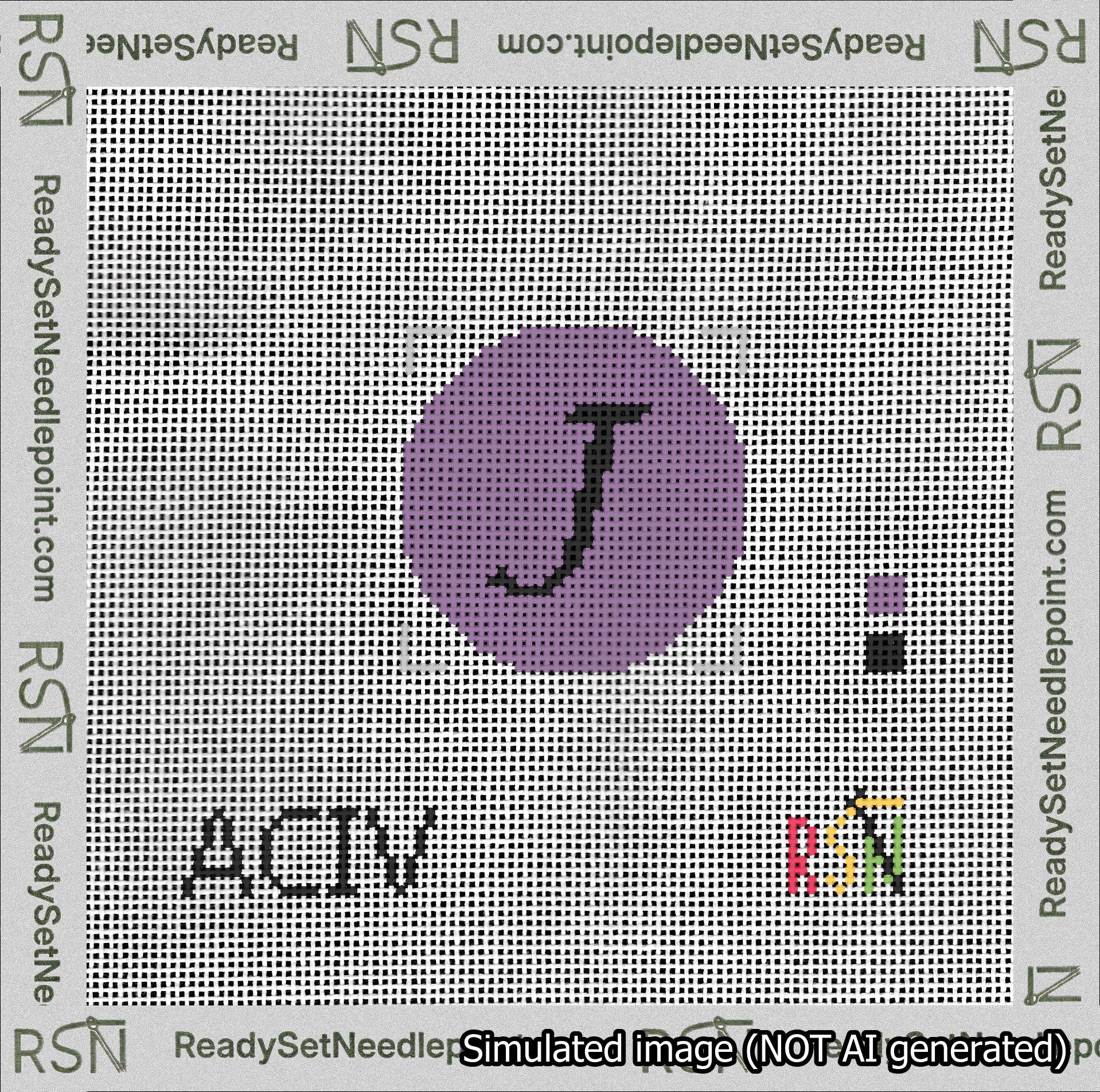Circle Initial J Needlepoint Canvas Design