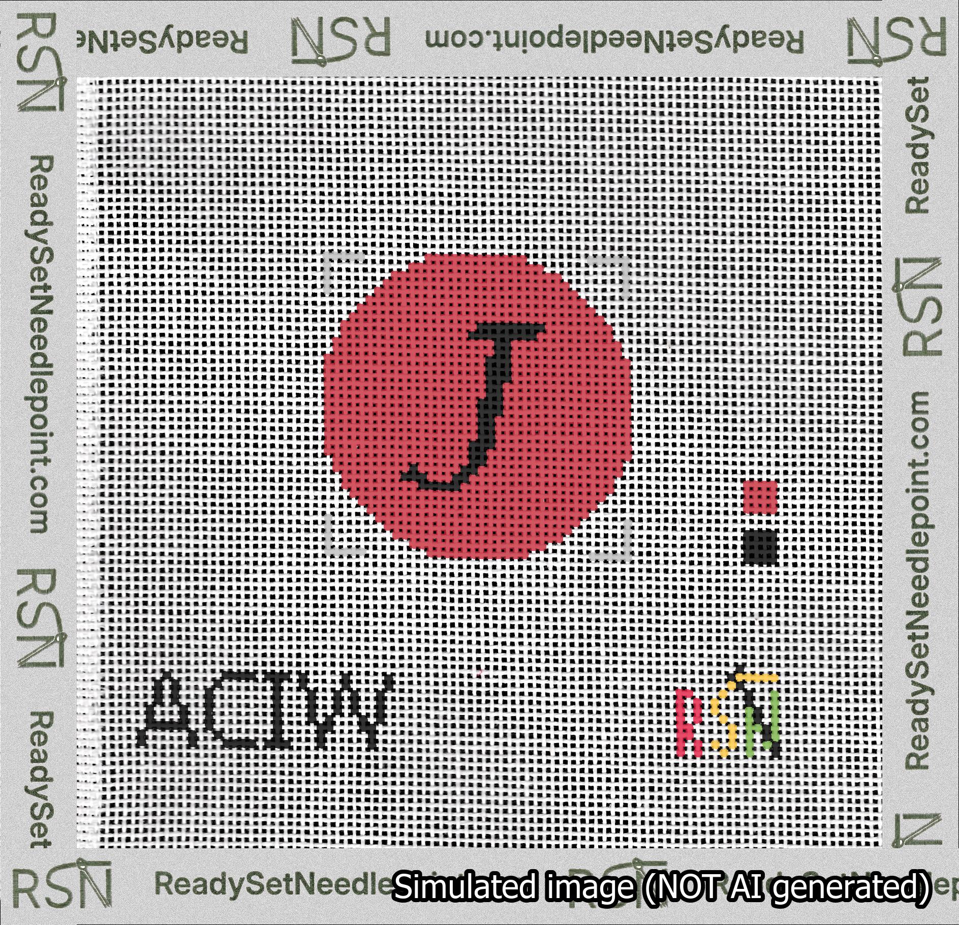 Circle Initial J Needlepoint Canvas Design