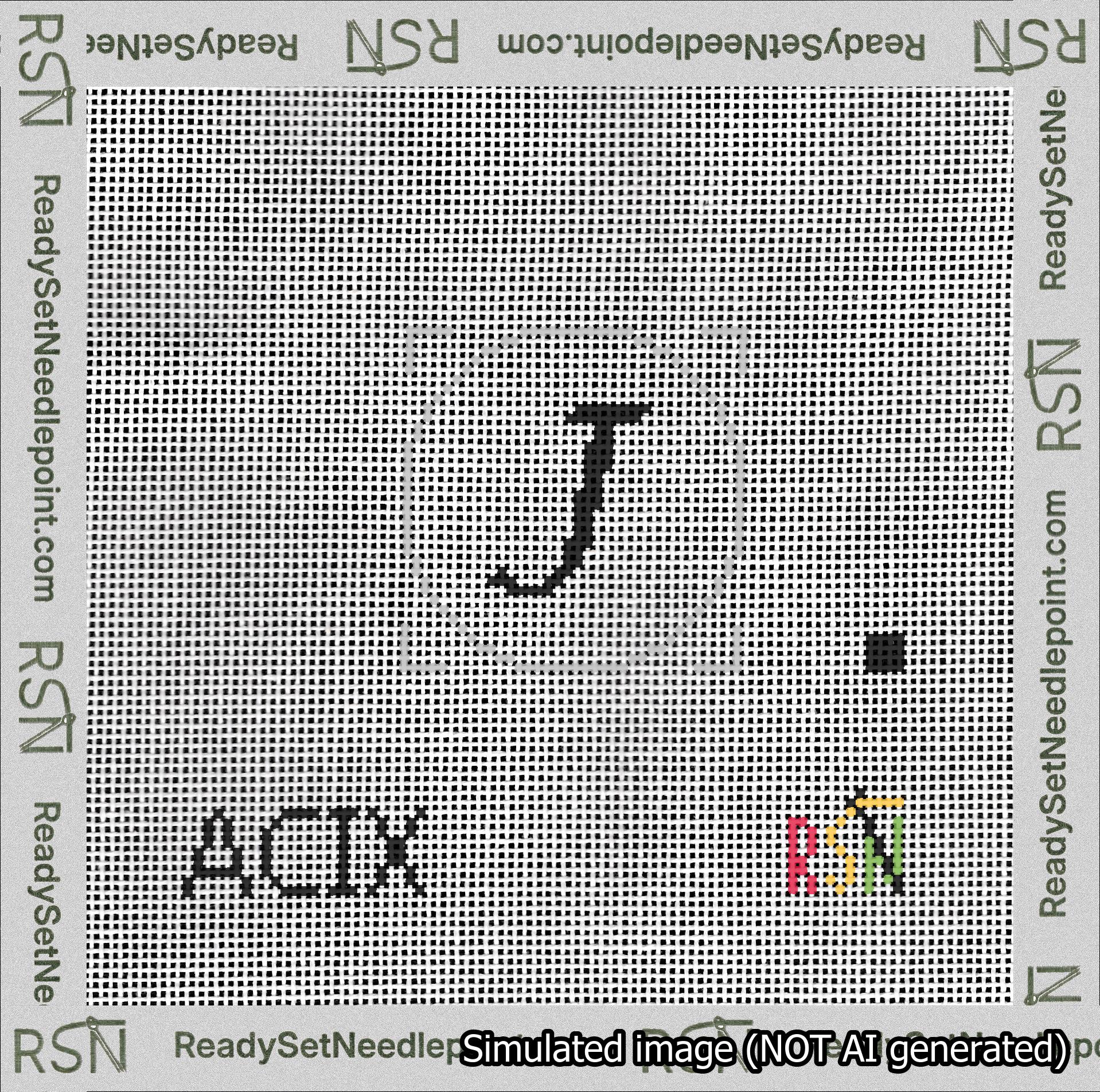 Circle Initial J Needlepoint Canvas Design