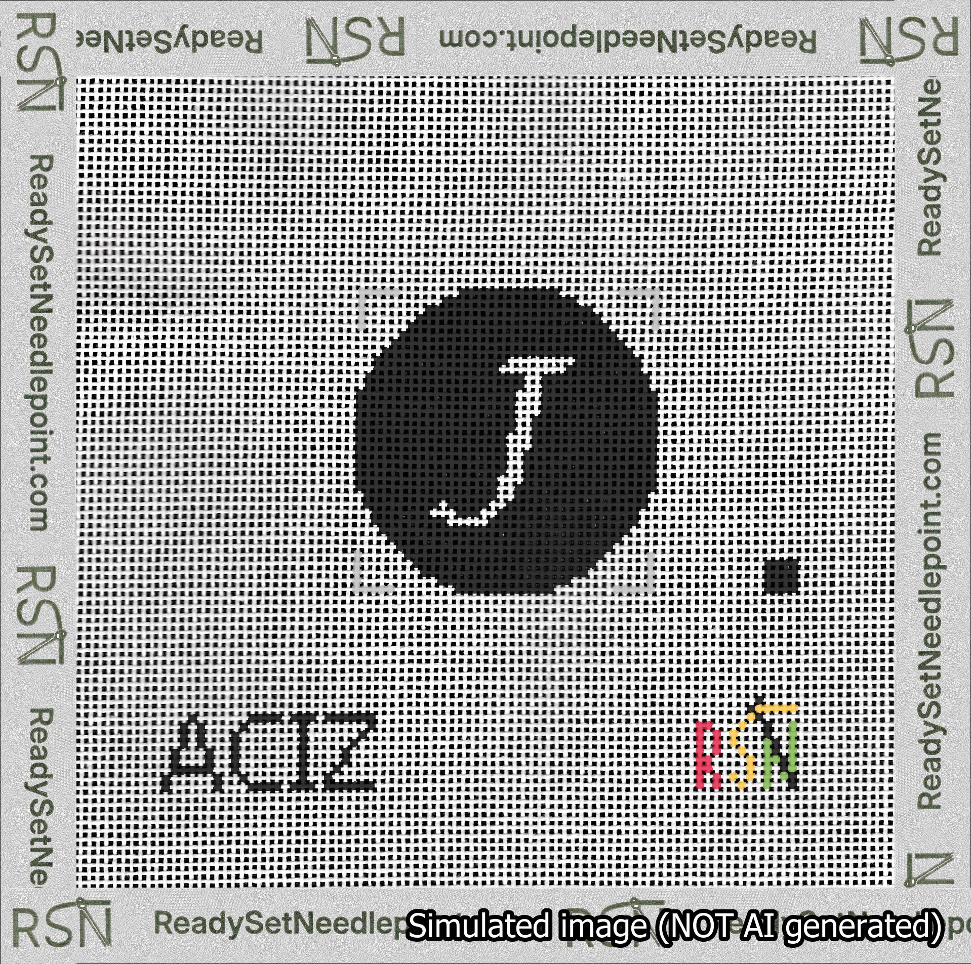 Circle Initial J Needlepoint Canvas Design