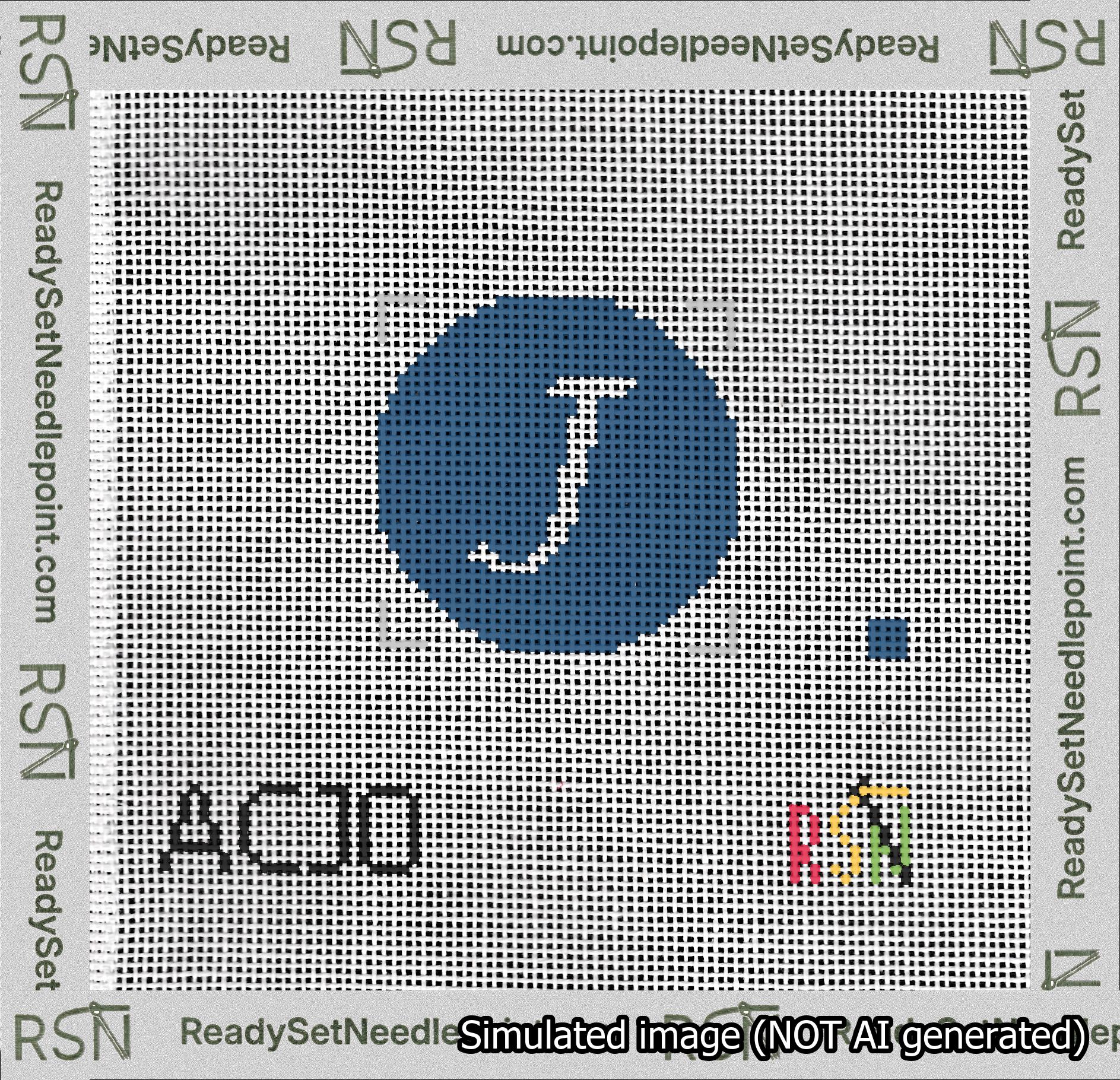 Circle Initial J Needlepoint Canvas Design