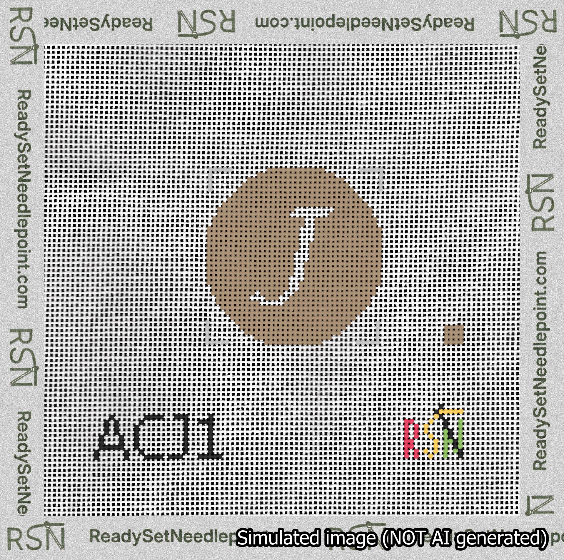 Circle Initial J Needlepoint Canvas Design