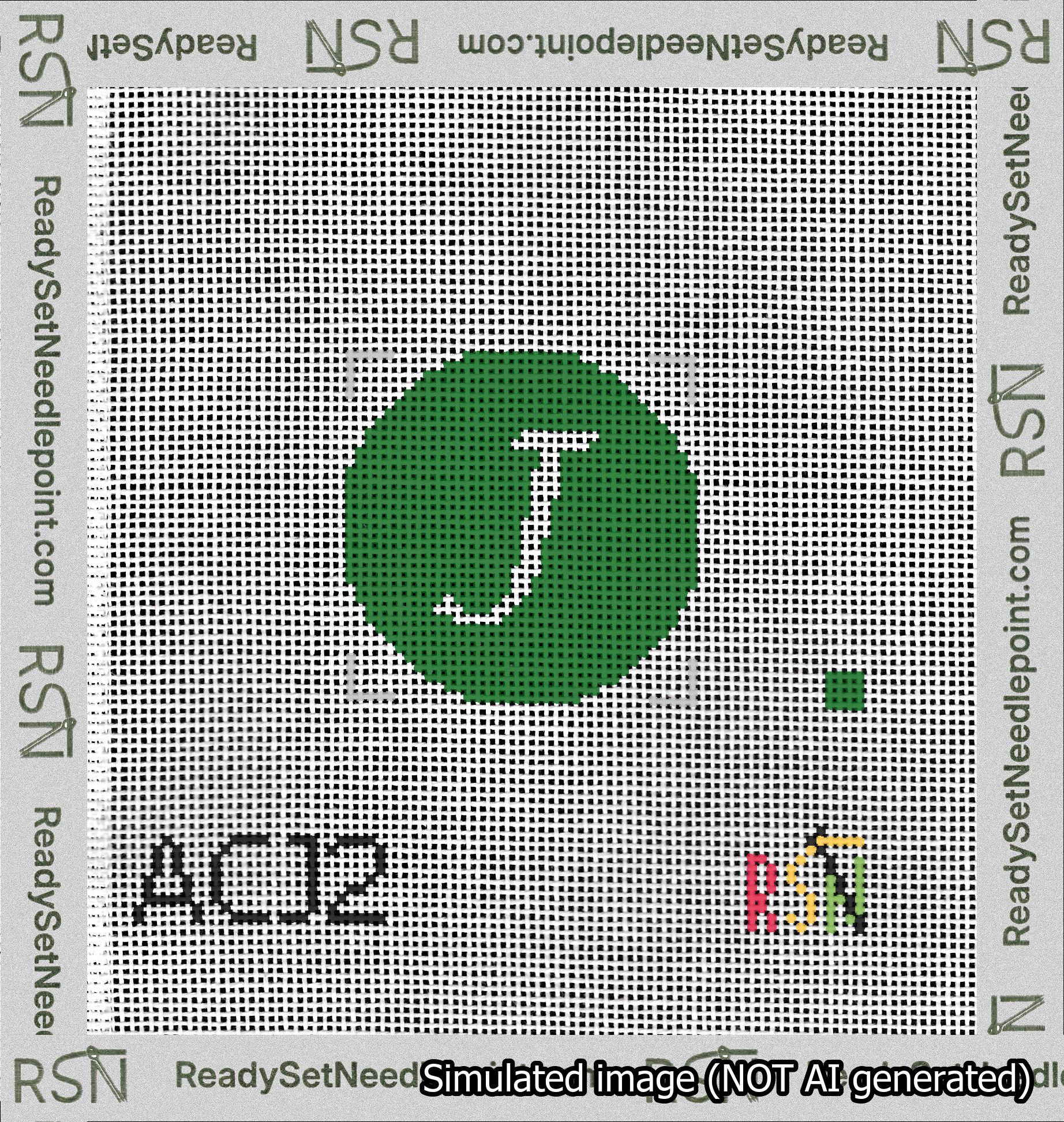 Circle Initial J Needlepoint Canvas Design