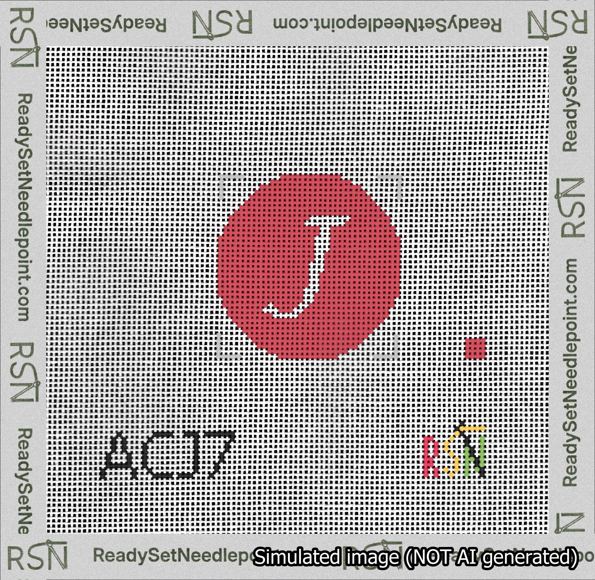 Circle Initial J Needlepoint Canvas Design