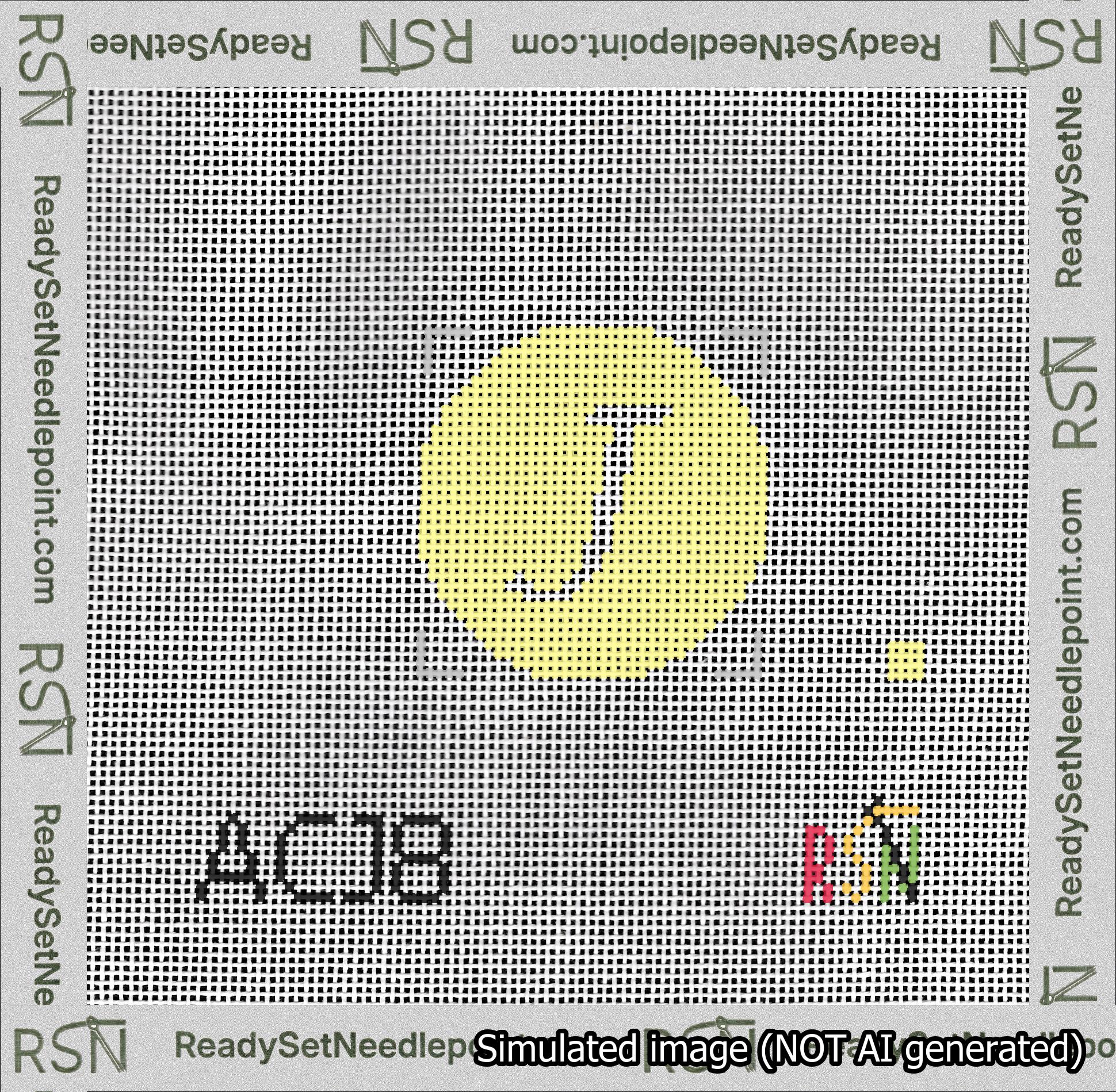 Circle Initial J Needlepoint Canvas Design