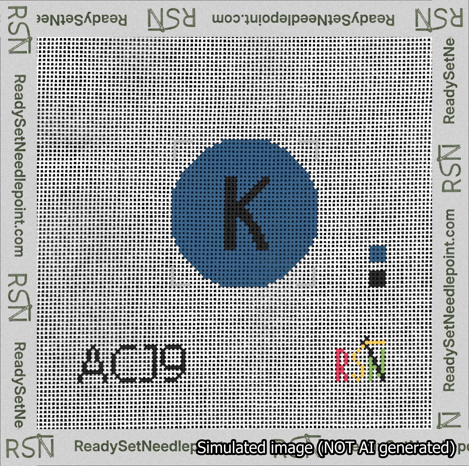 Circle Initial K Needlepoint Canvas Design