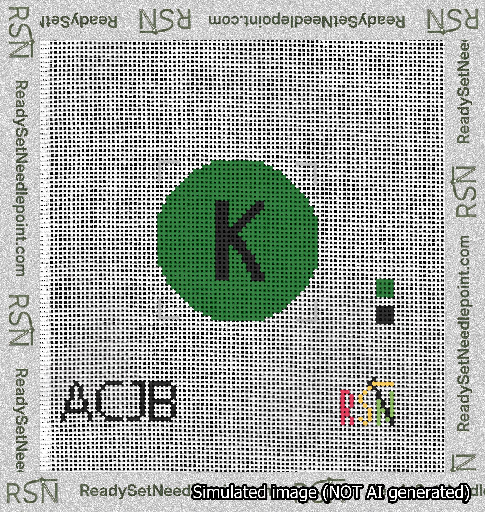 Circle Initial K Needlepoint Canvas Design
