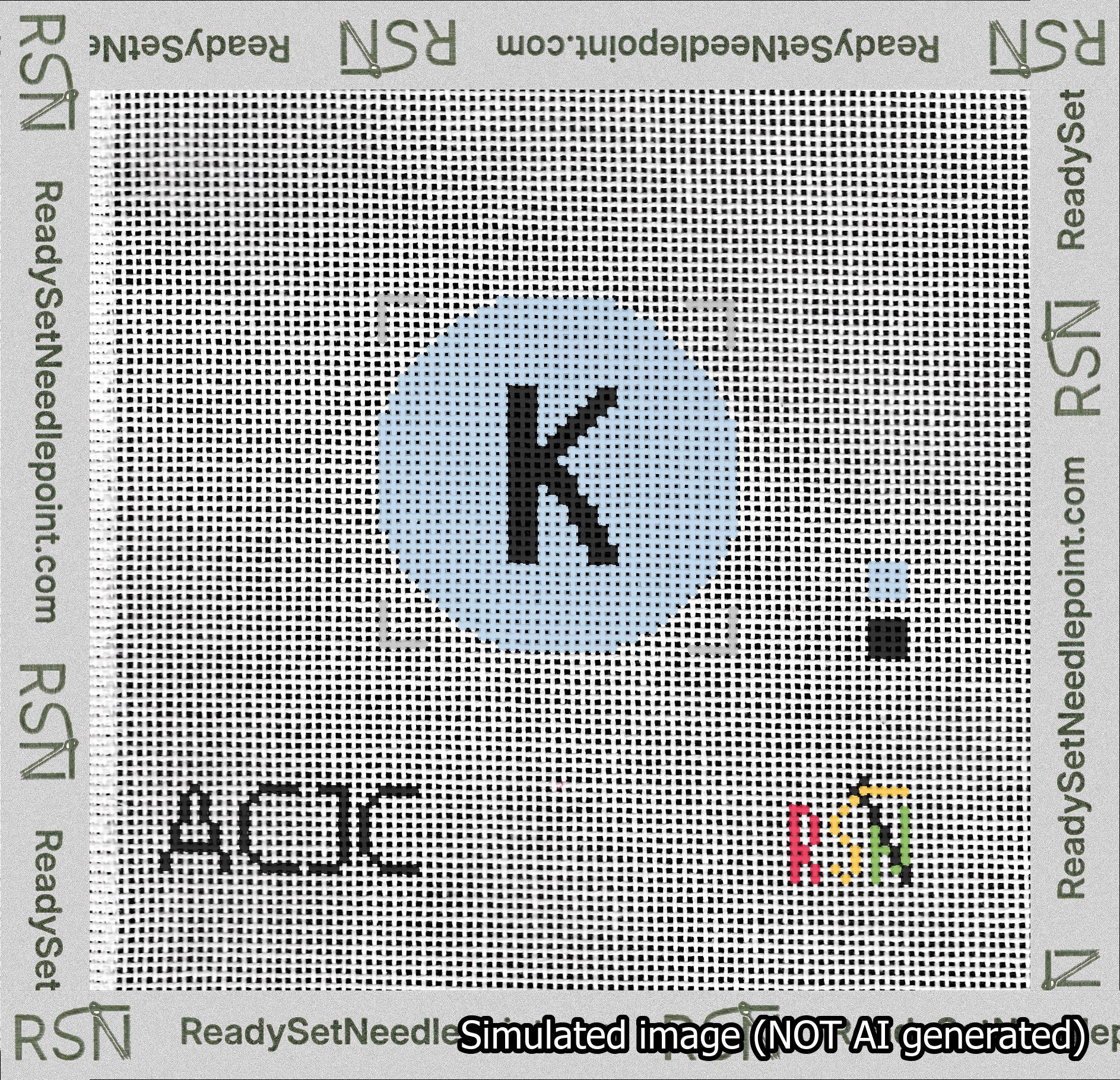 Circle Initial K Needlepoint Canvas Design