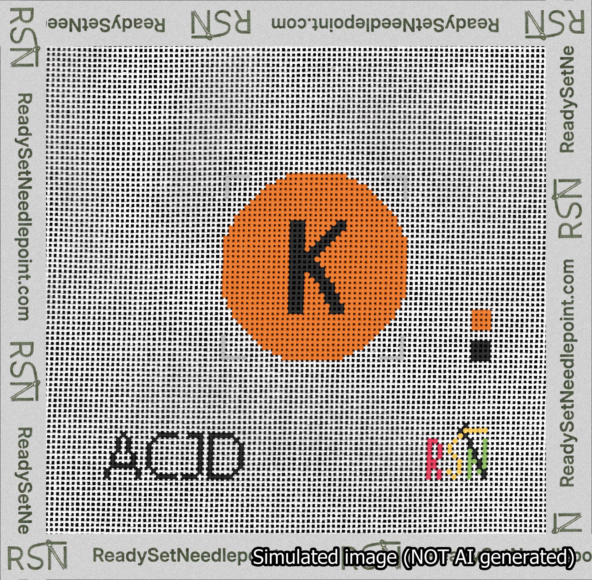 Circle Initial K Needlepoint Canvas Design
