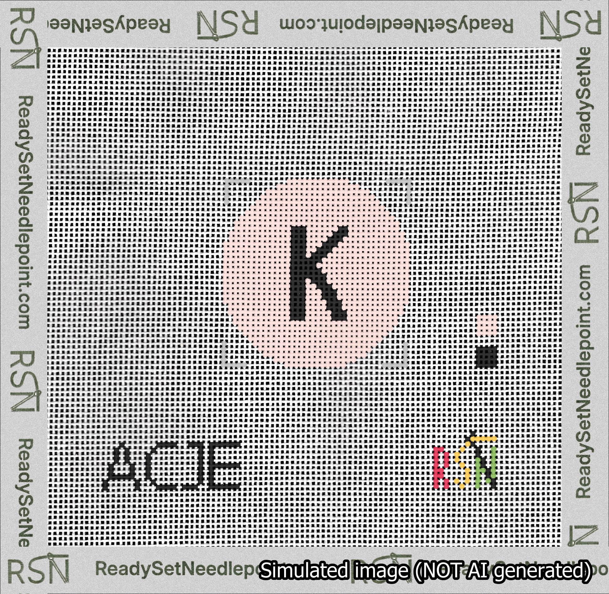 Circle Initial K Needlepoint Canvas Design