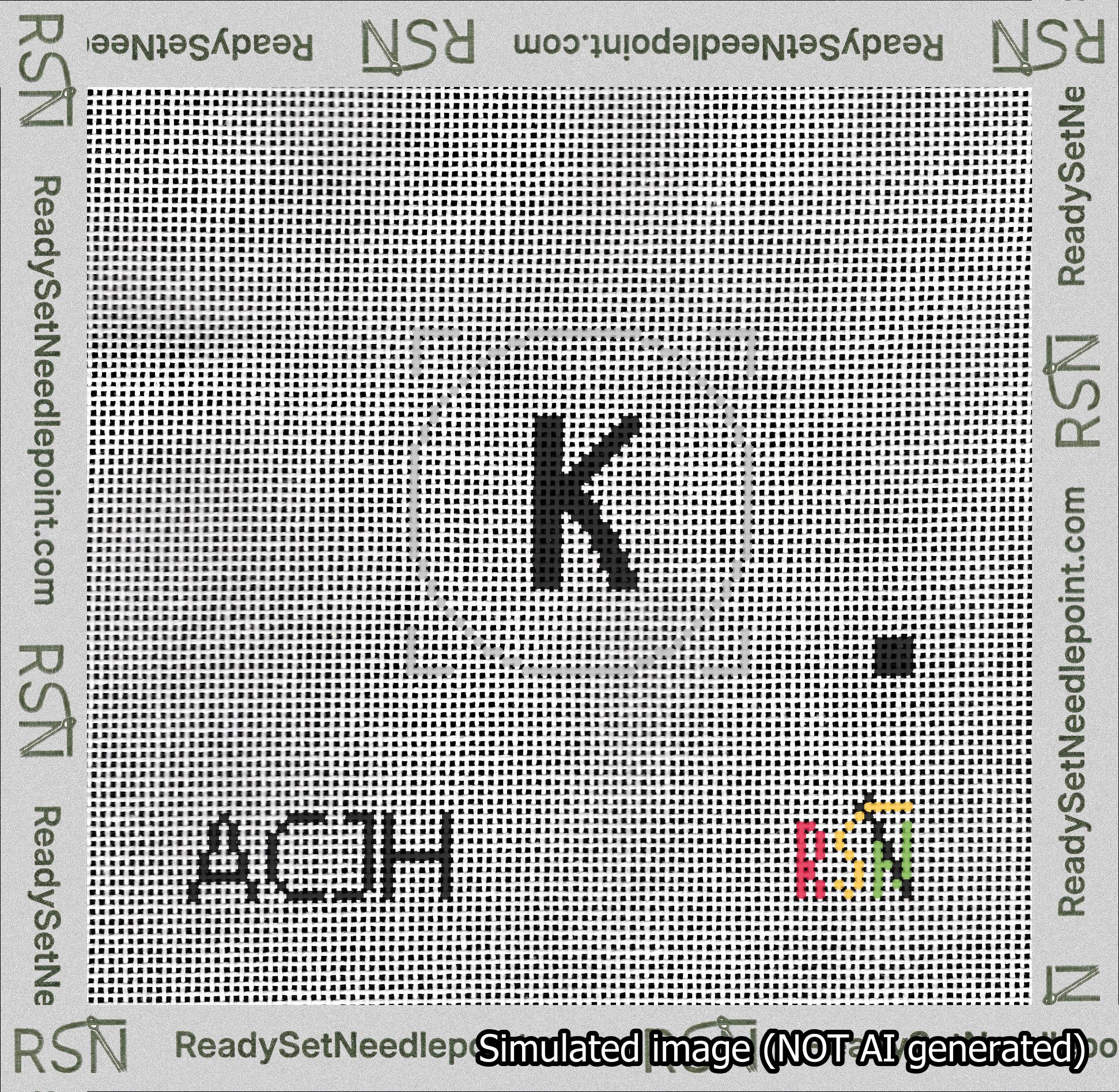 Circle Initial K Needlepoint Canvas Design