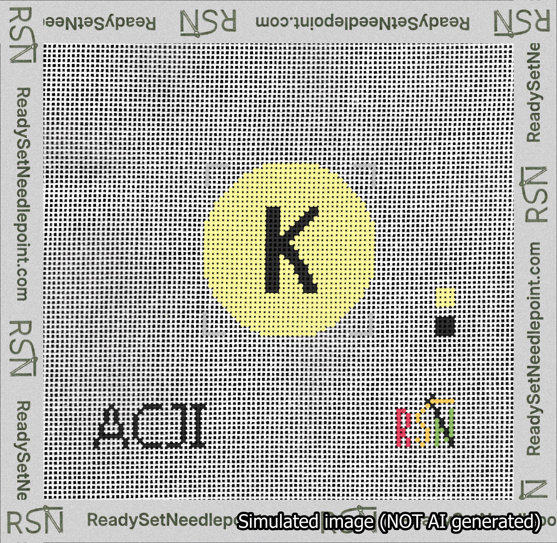 Circle Initial K Needlepoint Canvas Design