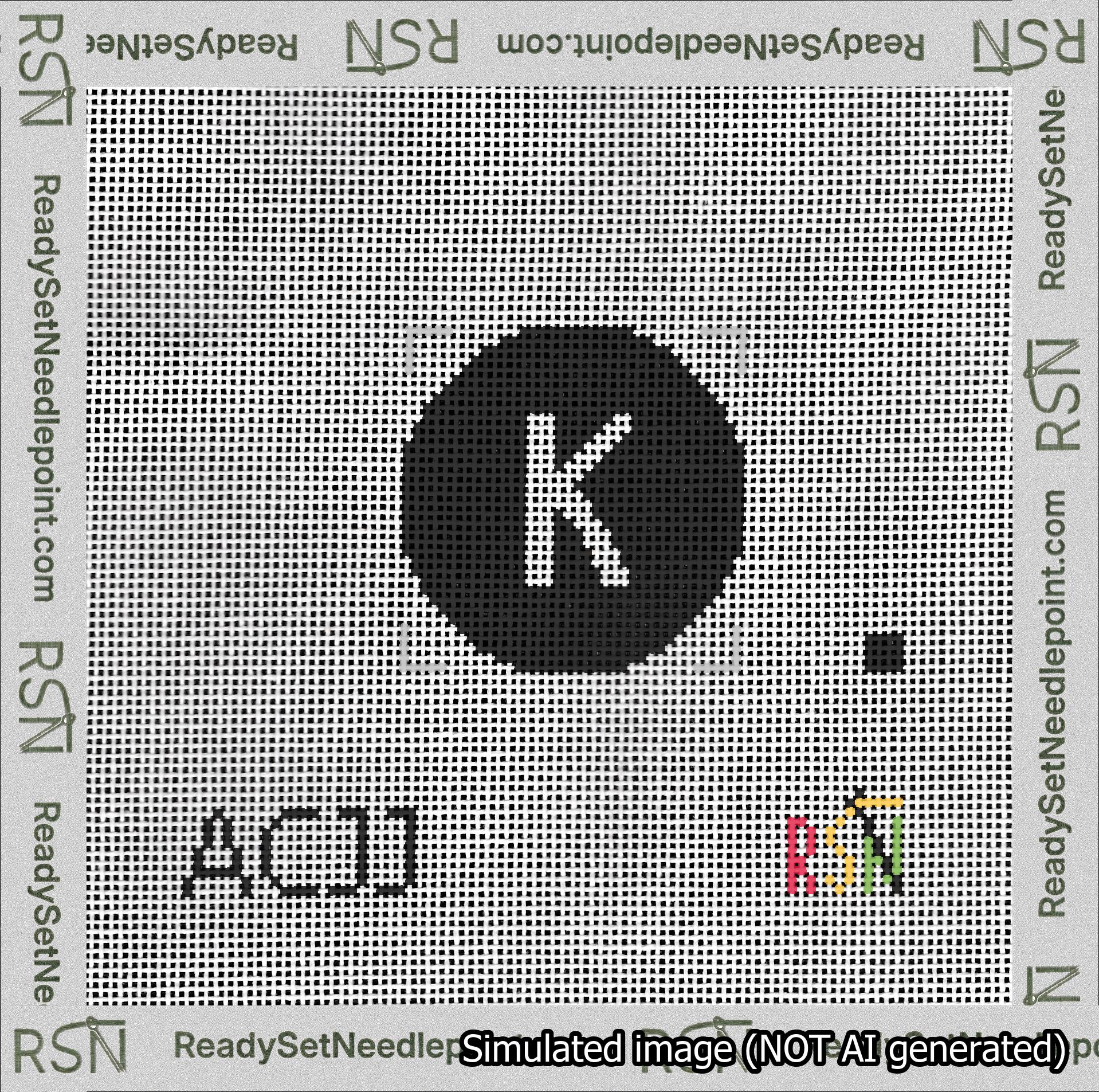 Circle Initial K Needlepoint Canvas Design