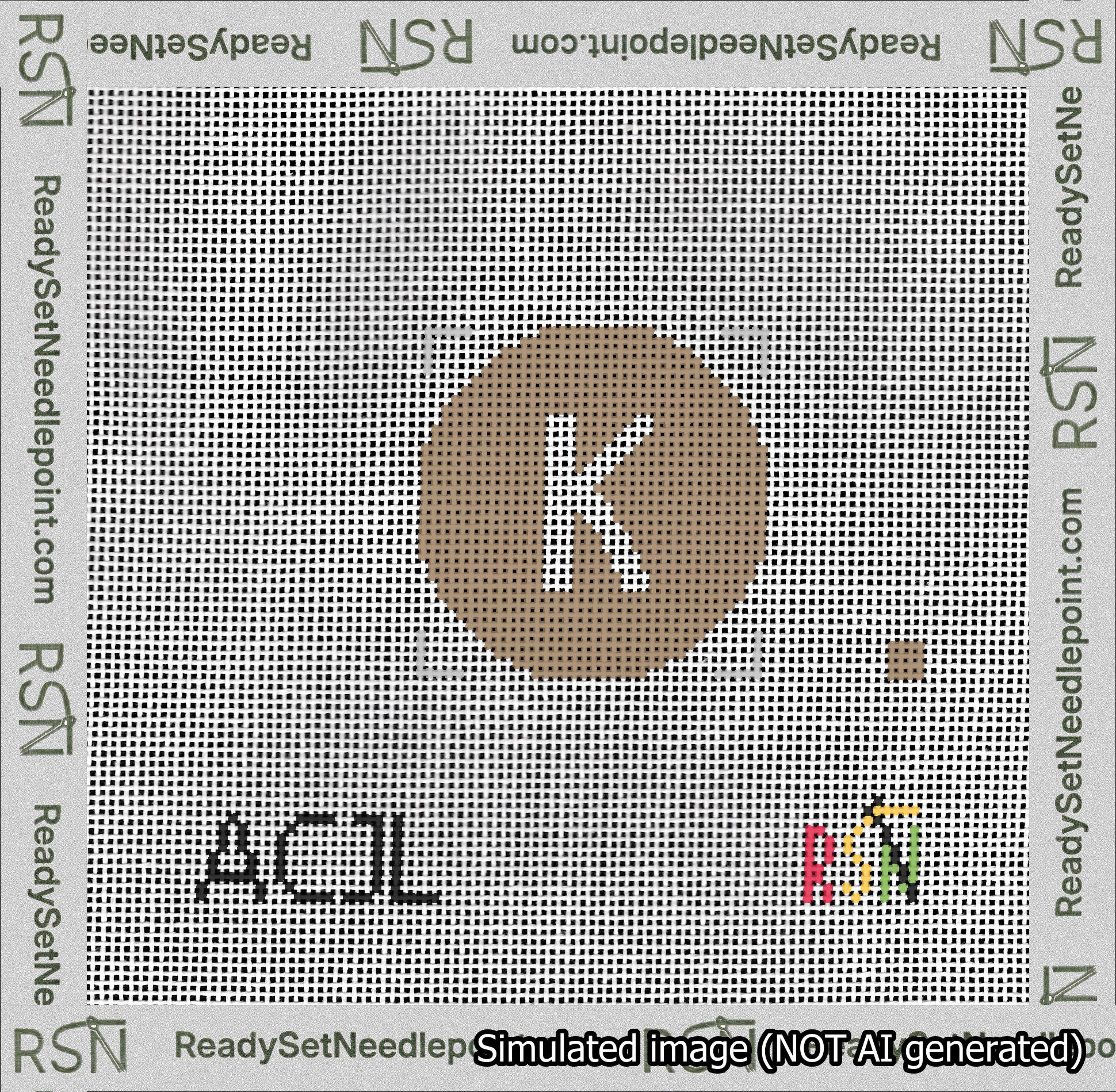 Circle Initial K Needlepoint Canvas Design