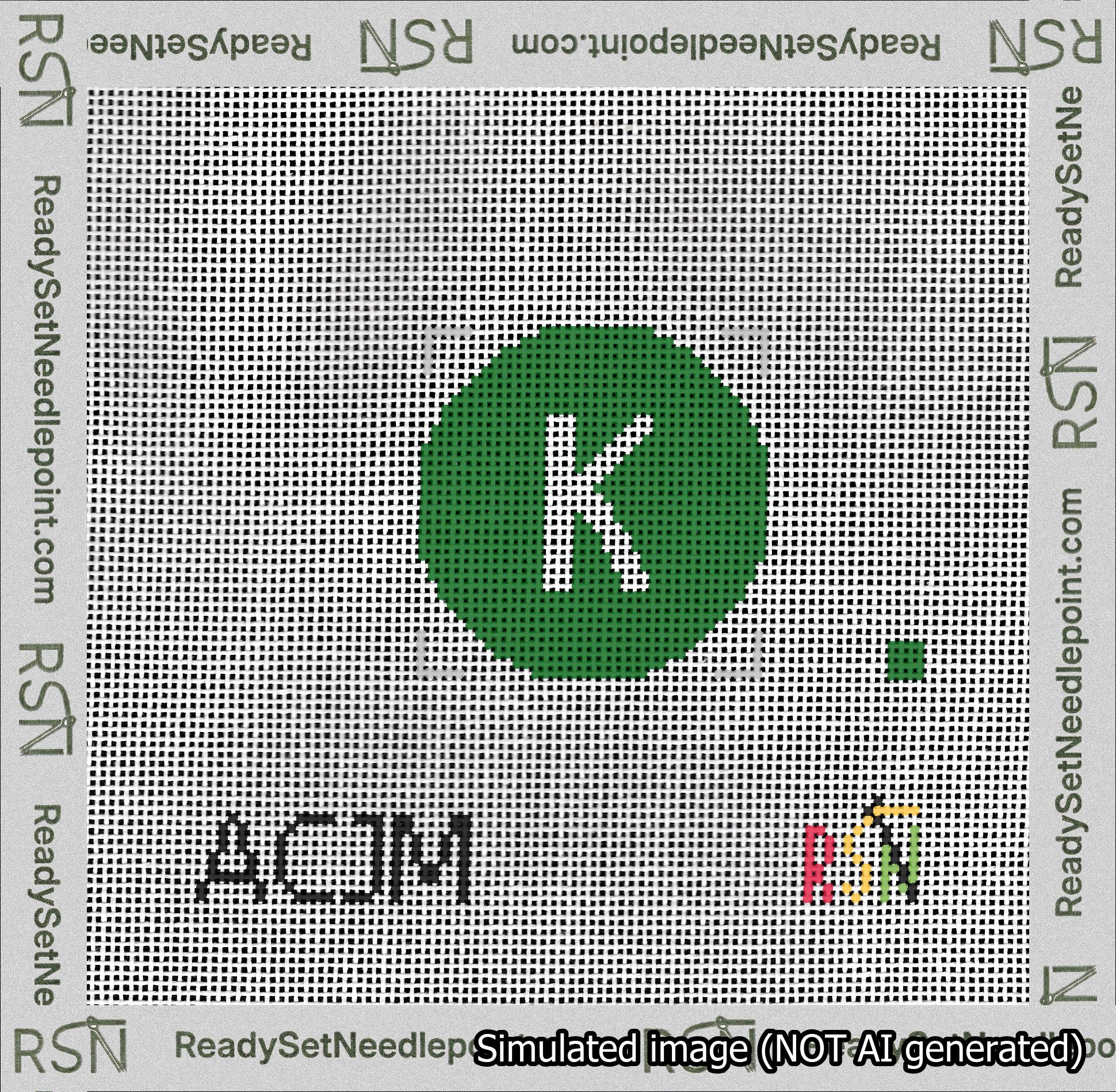 Circle Initial K Needlepoint Canvas Design