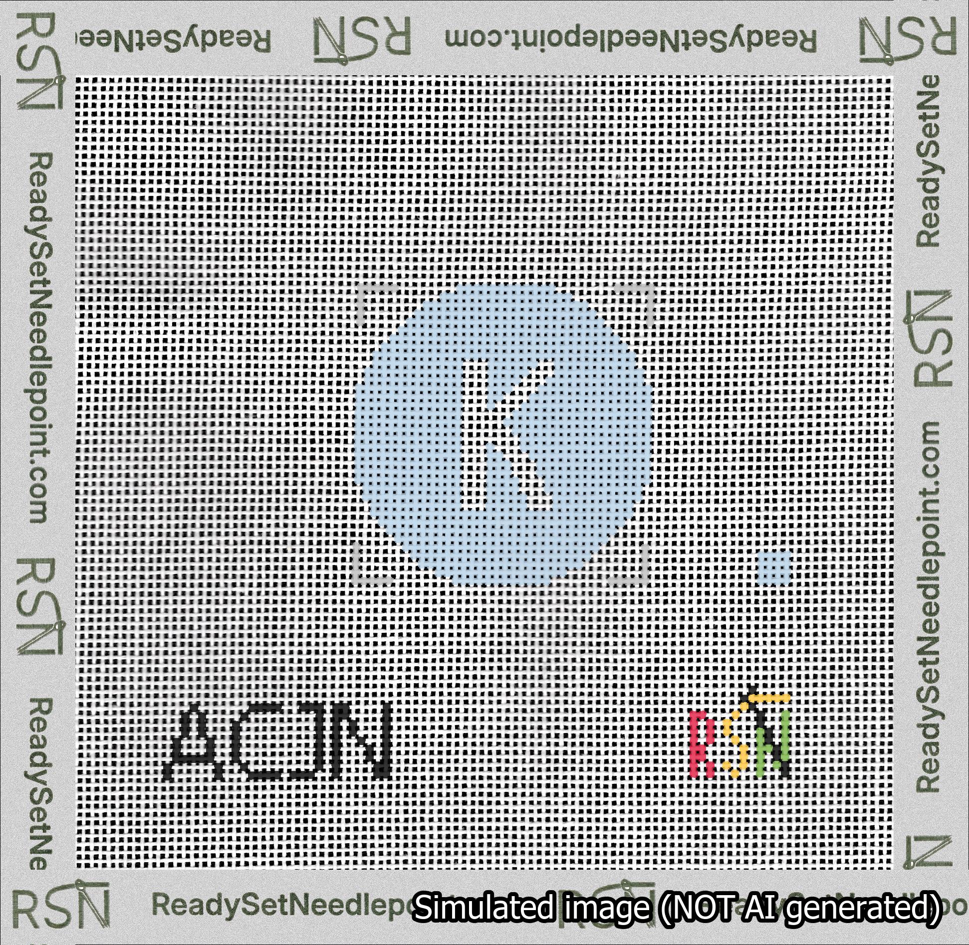 Circle Initial K Needlepoint Canvas Design