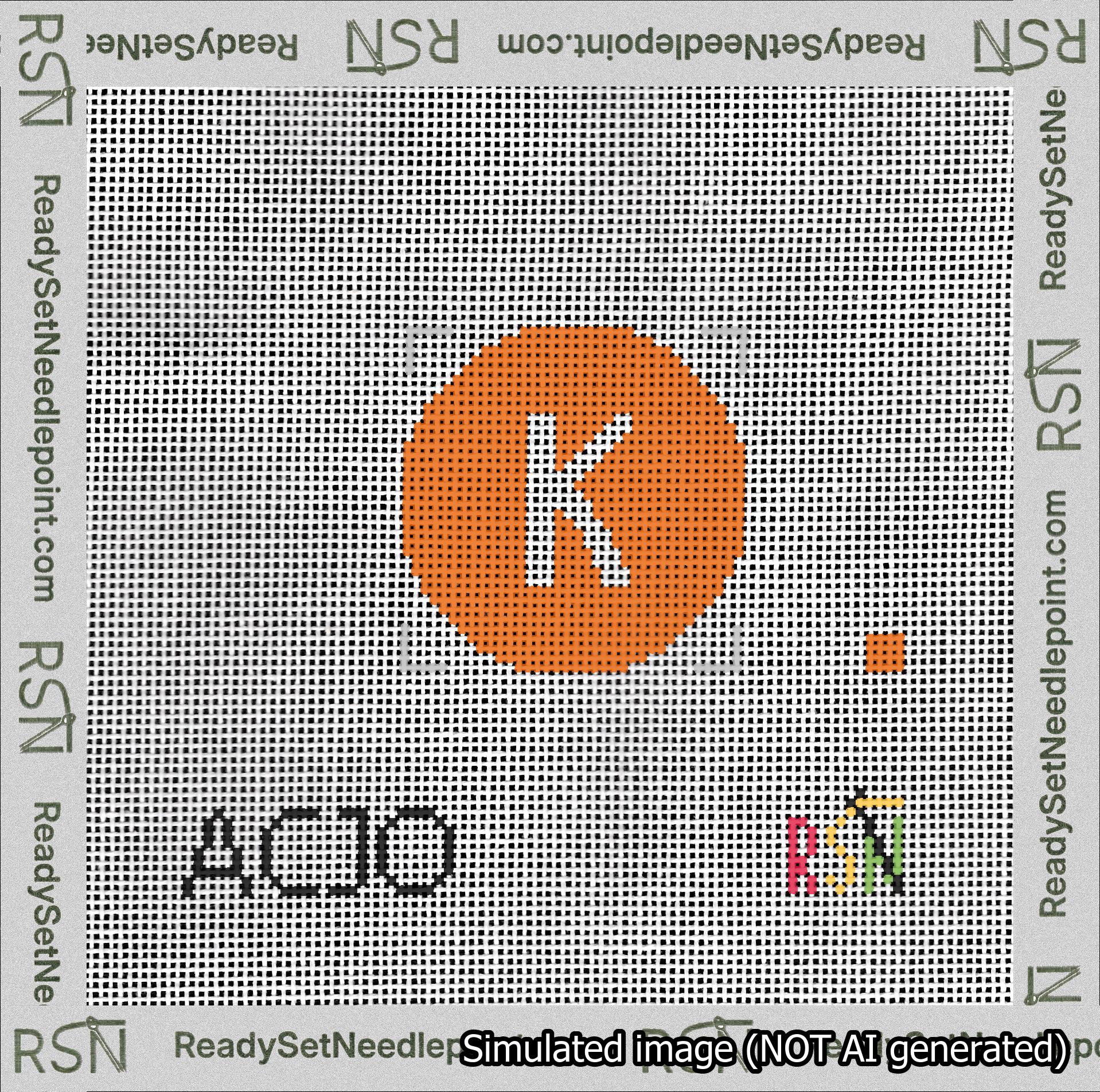 Circle Initial K Needlepoint Canvas Design
