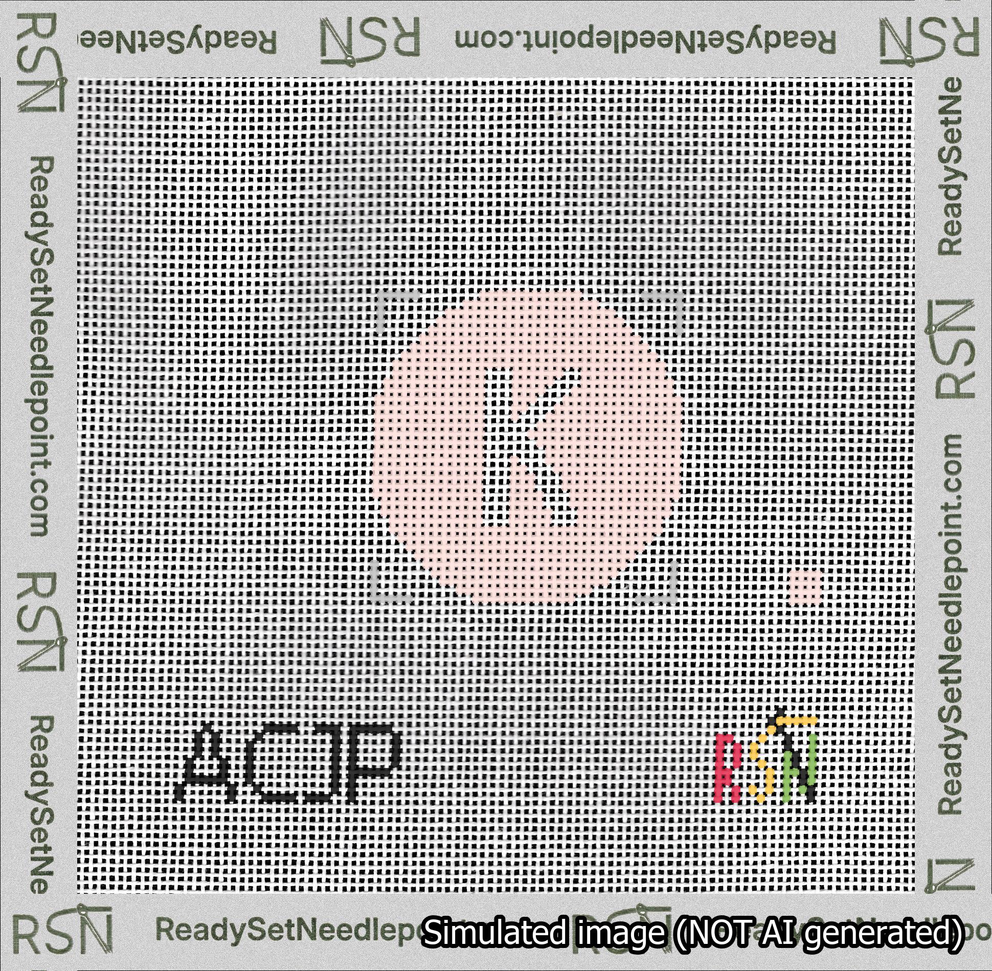 Circle Initial K Needlepoint Canvas Design