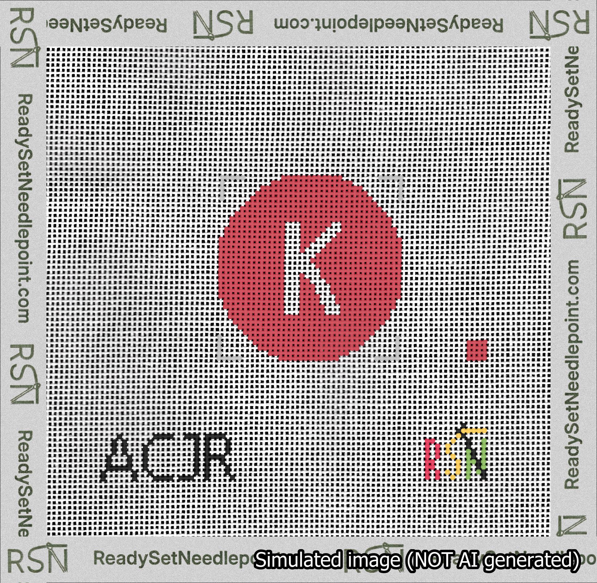 Circle Initial K Needlepoint Canvas Design