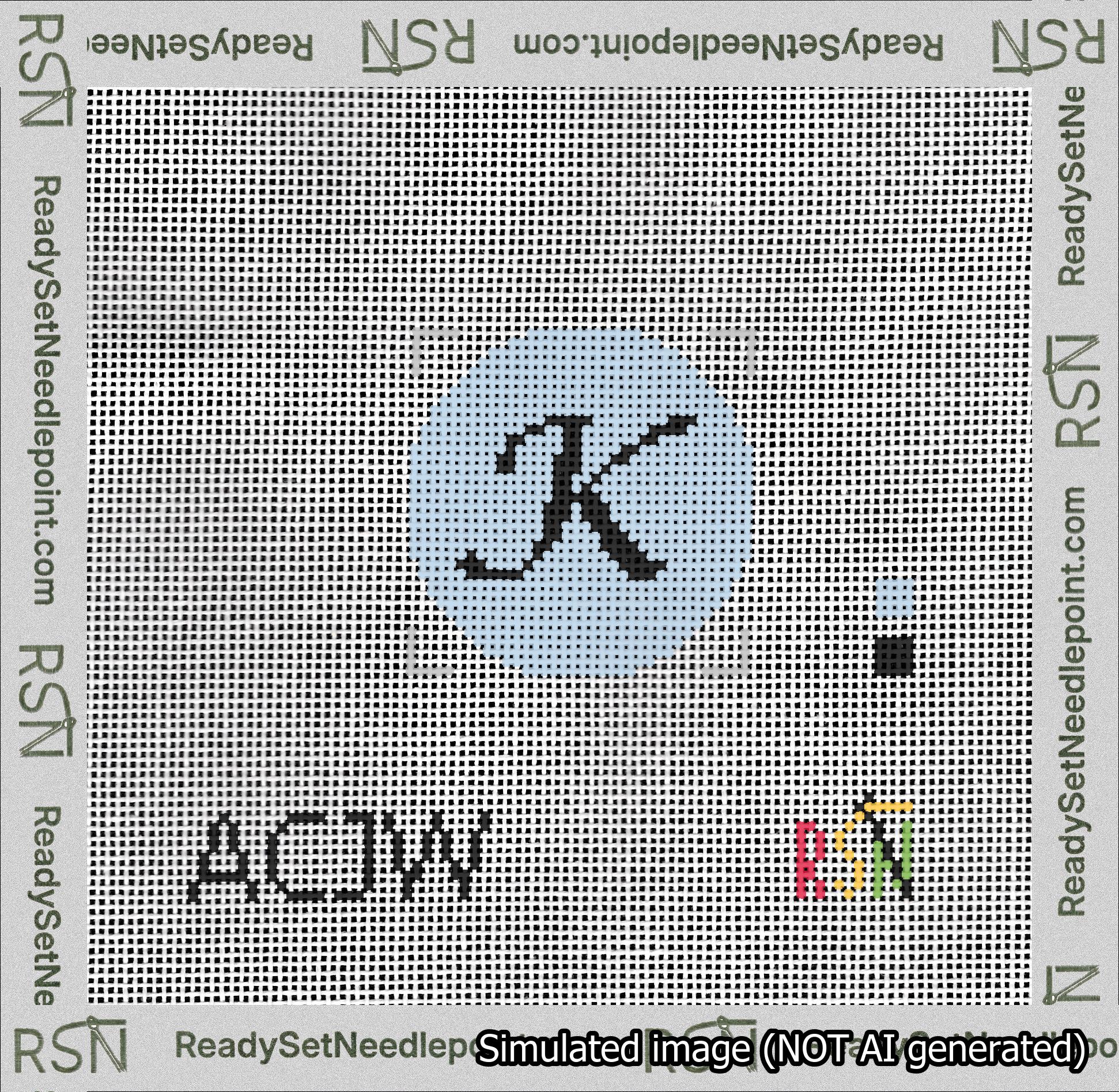 Circle Initial K Needlepoint Canvas Design