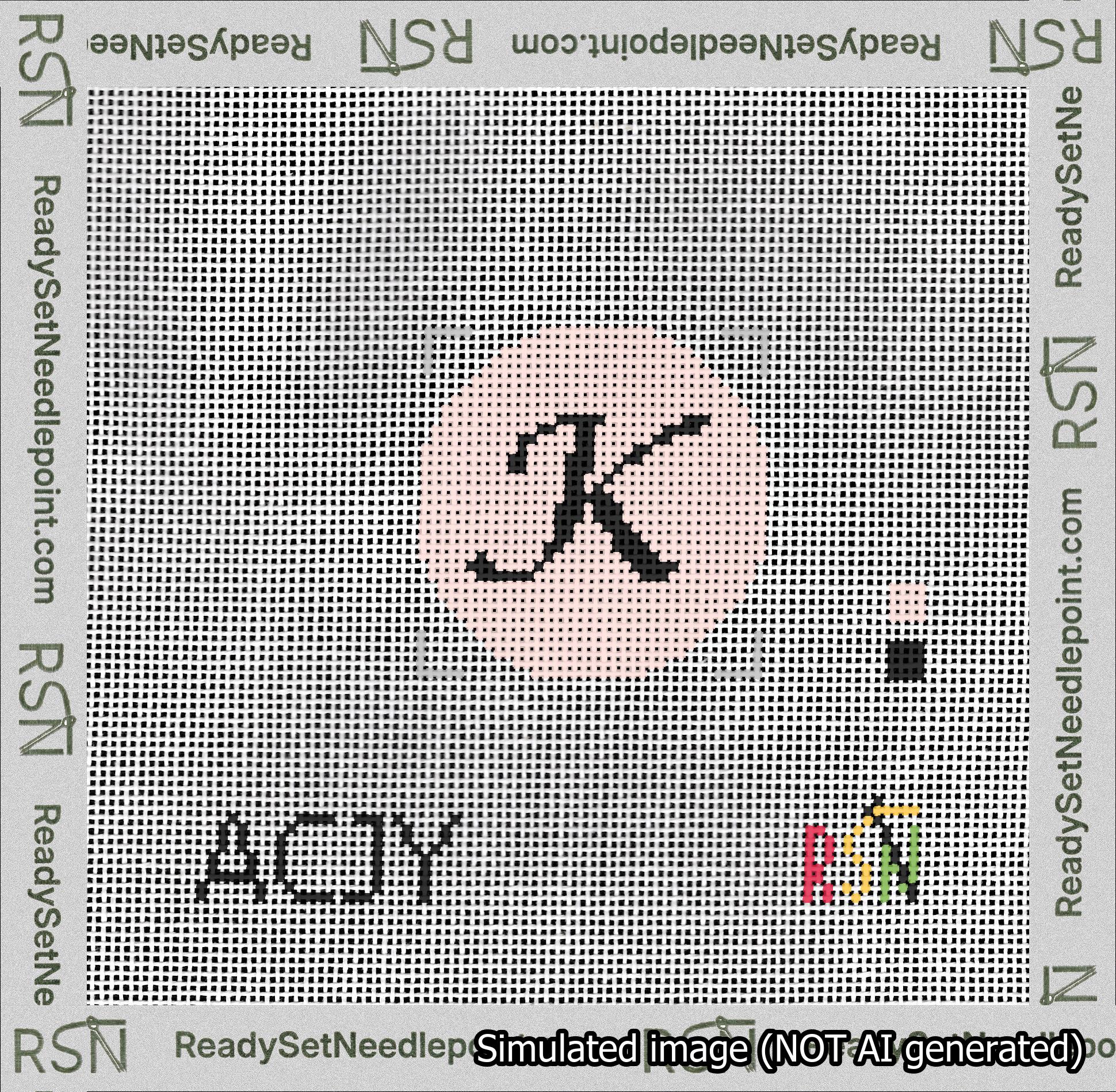 Circle Initial K Needlepoint Canvas Design