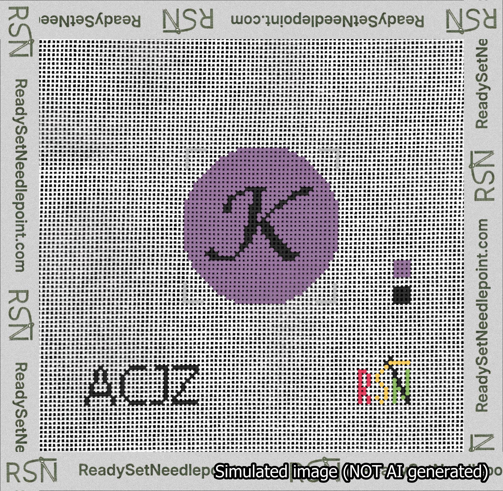 Circle Initial K Needlepoint Canvas Design