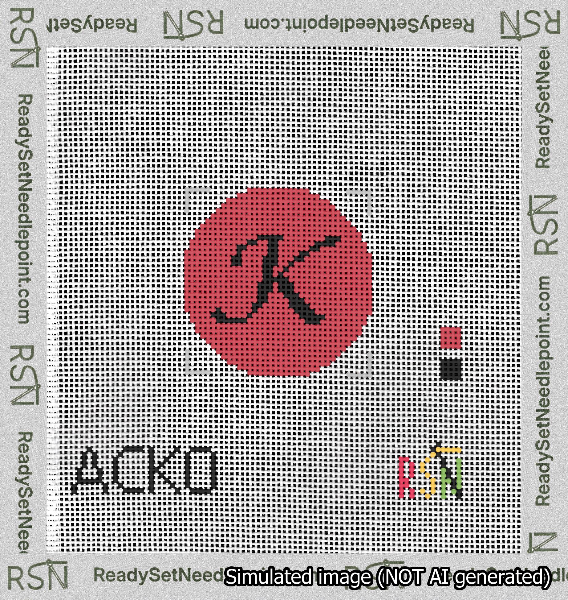 Circle Initial K Needlepoint Canvas Design