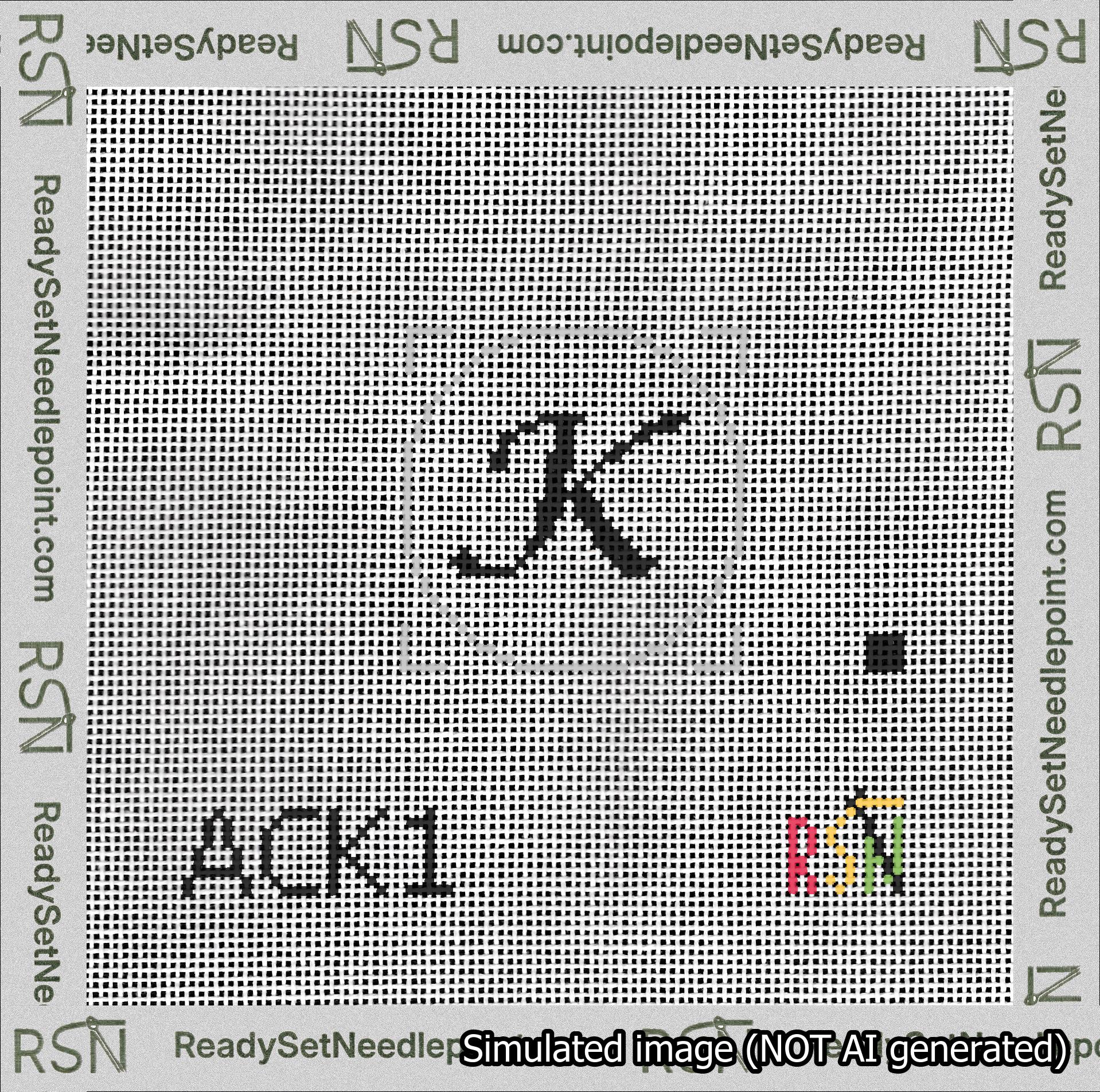 Circle Initial K Needlepoint Canvas Design
