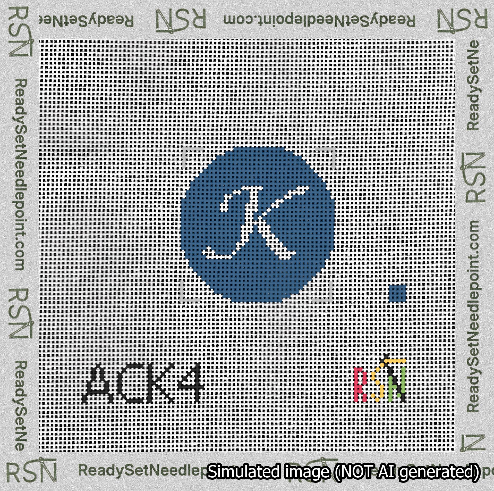 Circle Initial K Needlepoint Canvas Design