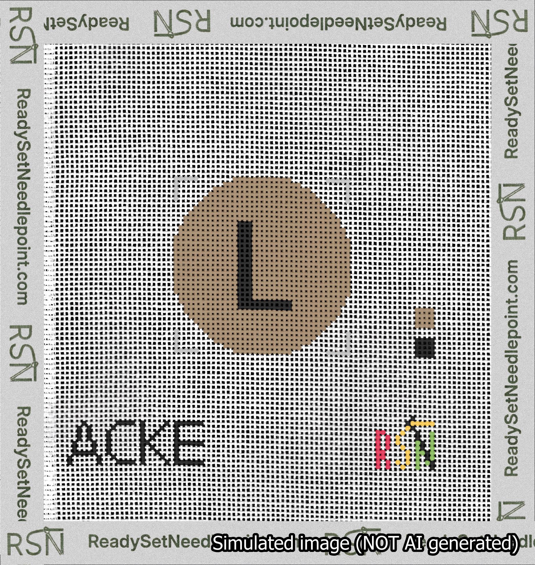Circle Initial L Needlepoint Canvas Design