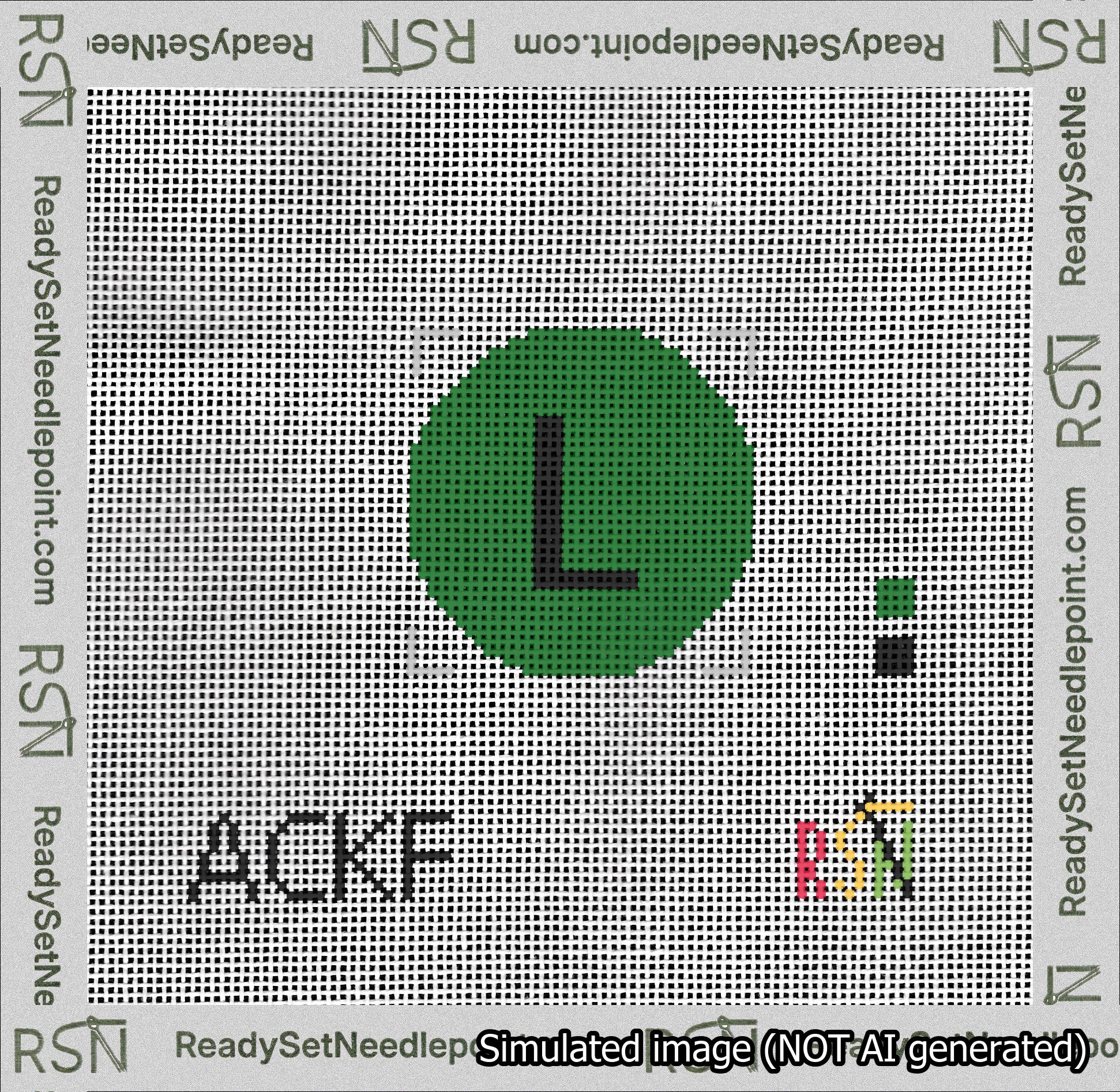 Circle Initial L Needlepoint Canvas Design