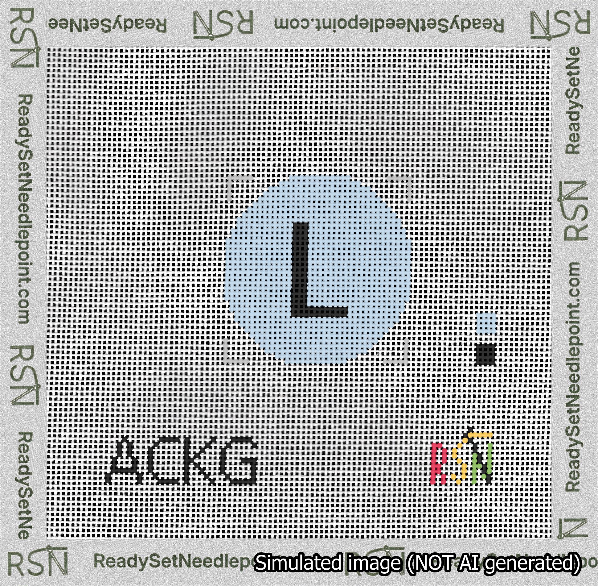 Circle Initial L Needlepoint Canvas Design