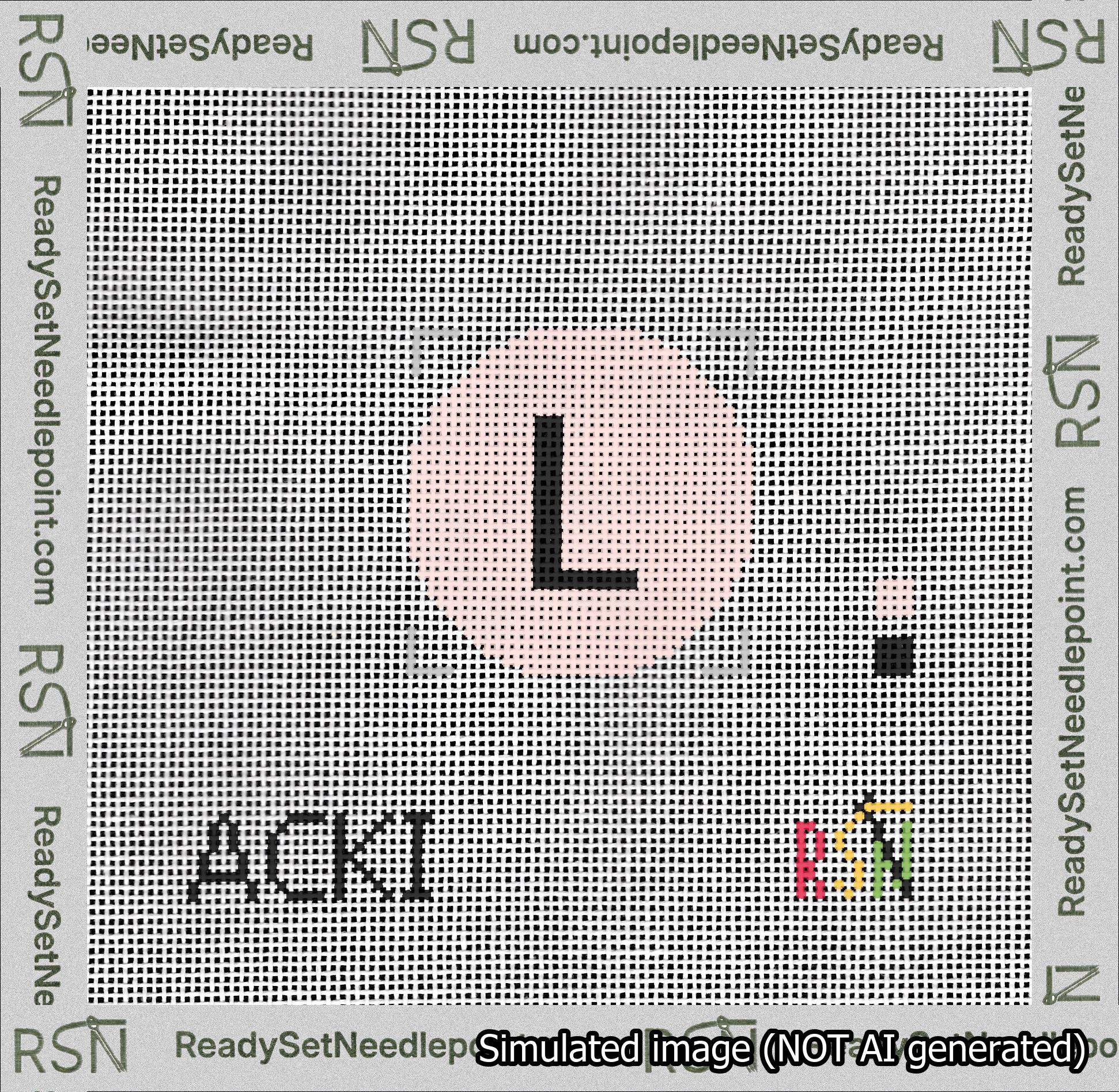 Circle Initial L Needlepoint Canvas Design